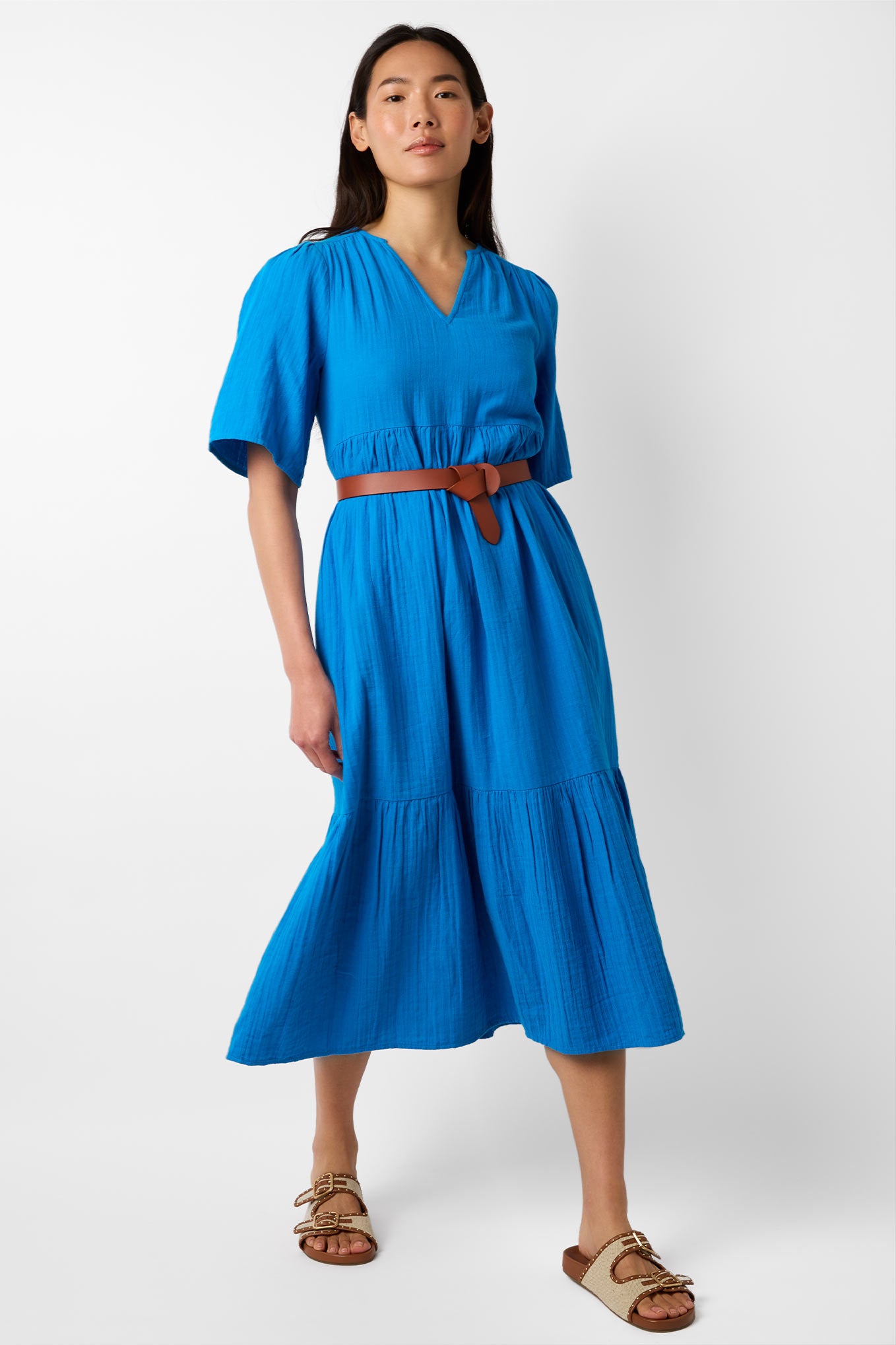 Serena Double Gauze Dress - Azure — WYSE London