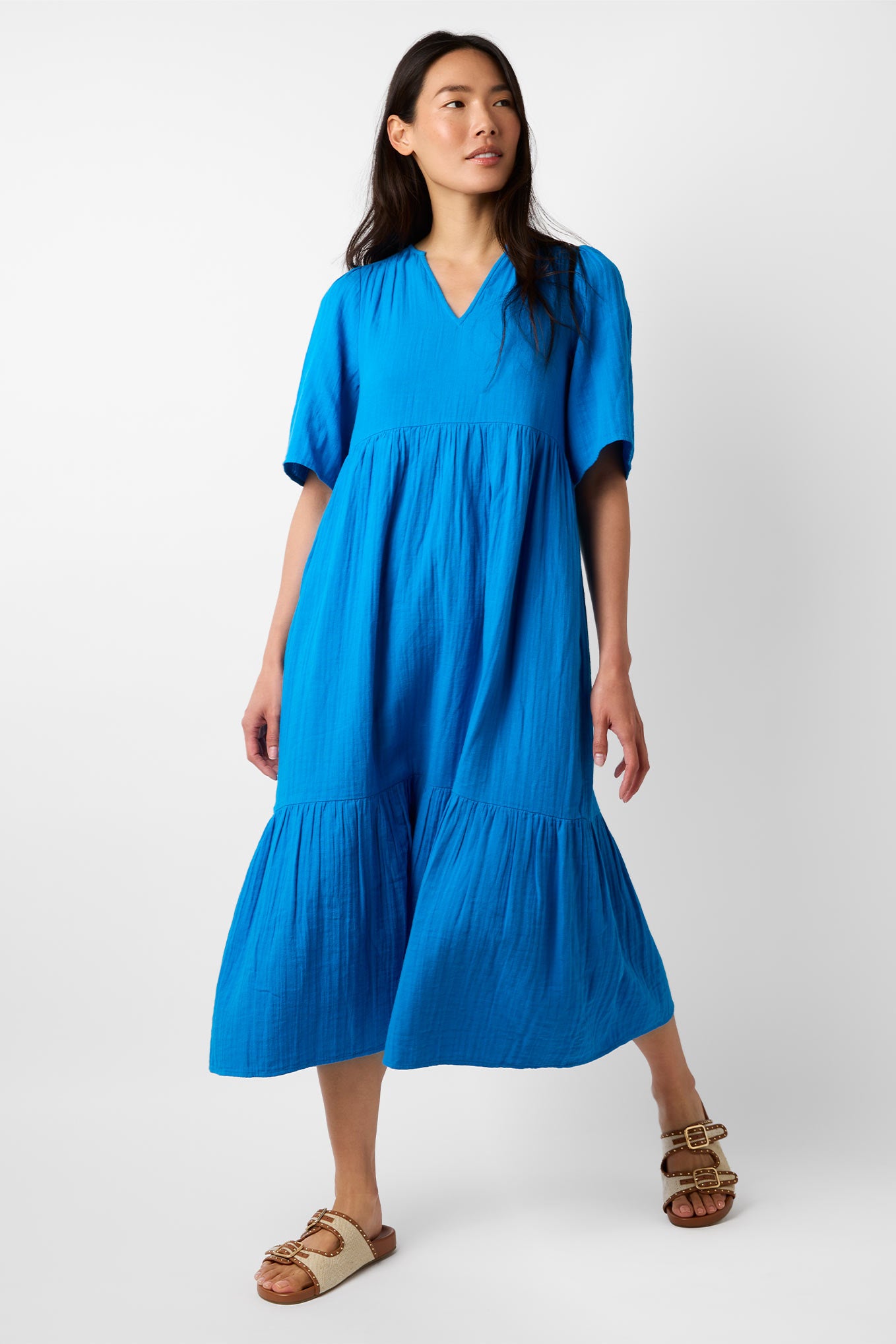 Serena Double Gauze Dress - Azure — WYSE London
