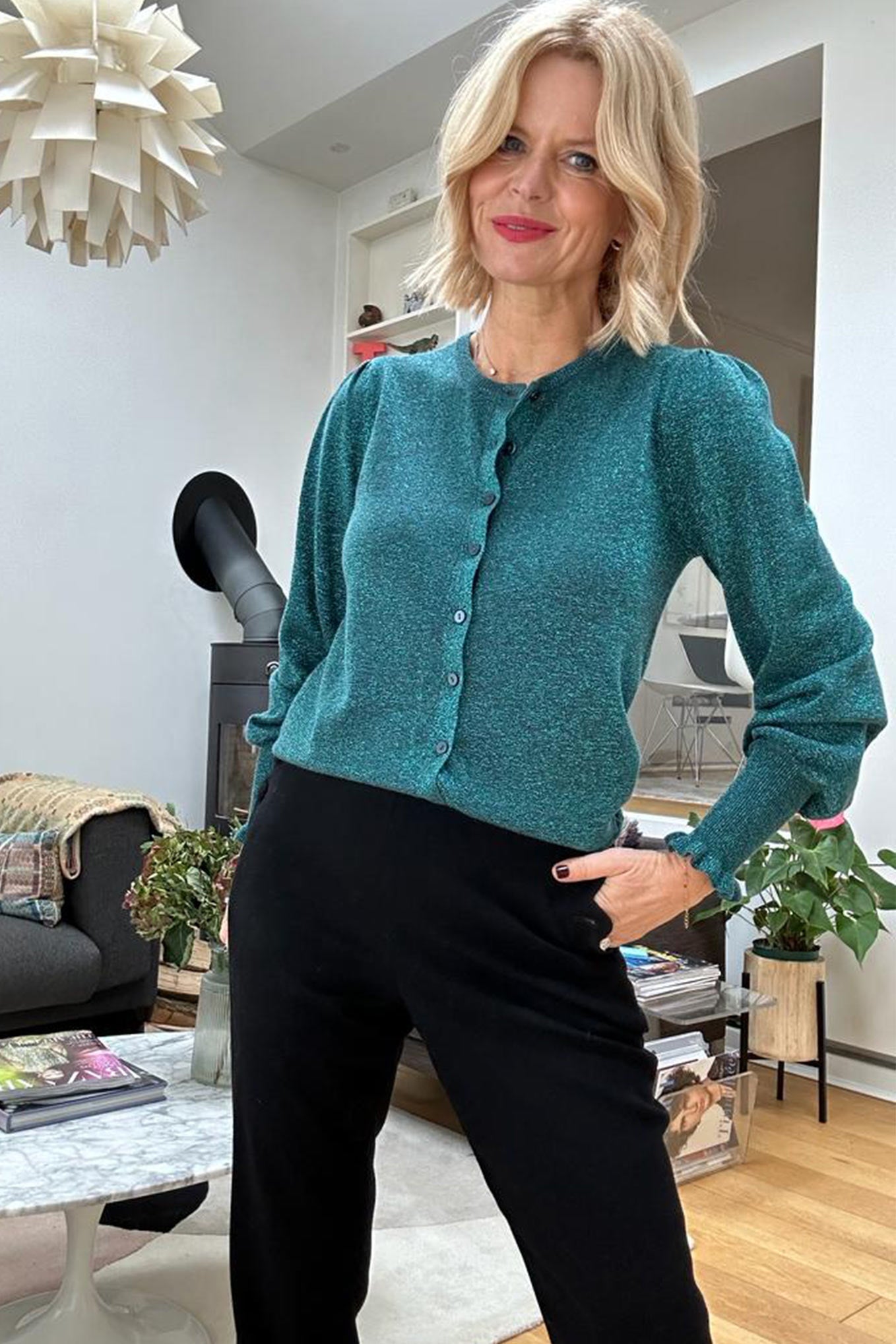 Adele Shimmer Cardigan - Green