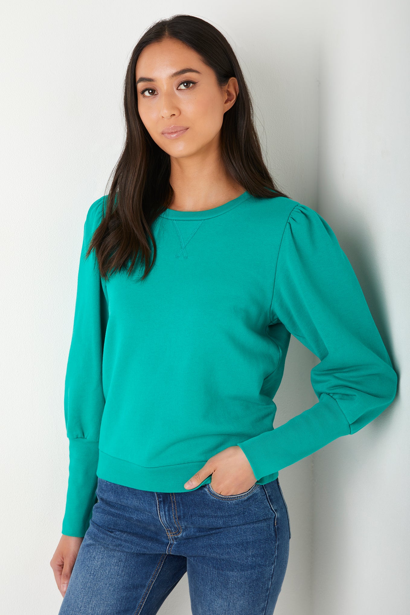 Adele Plain Sweatshirt - Emerald Green