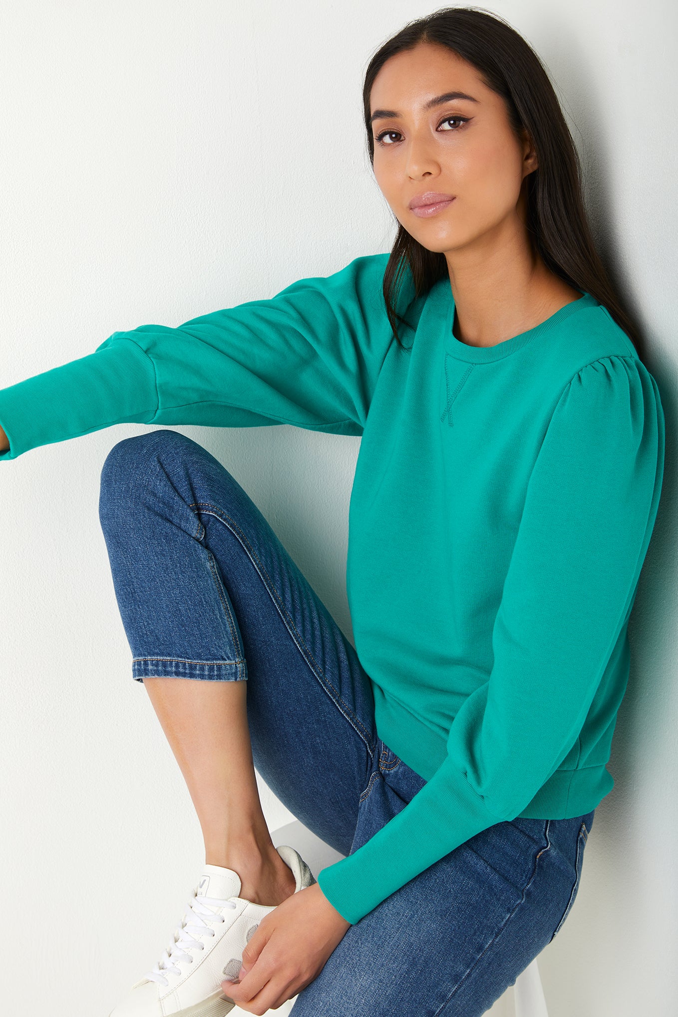 Adele Plain Sweatshirt - Emerald Green