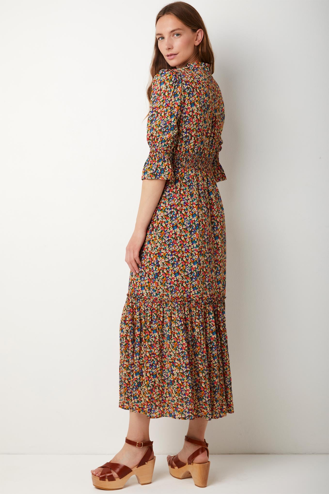 Aimee Confetti Floral Dress - Orange/Multi - Regular — WYSE London