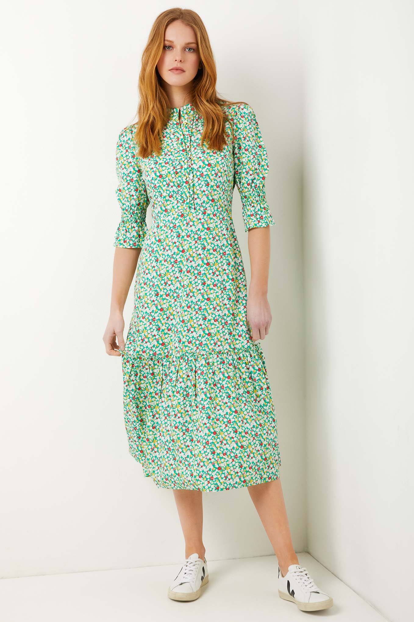 Aimee Multi Ditsy Print Dress - Multi Green - Regular