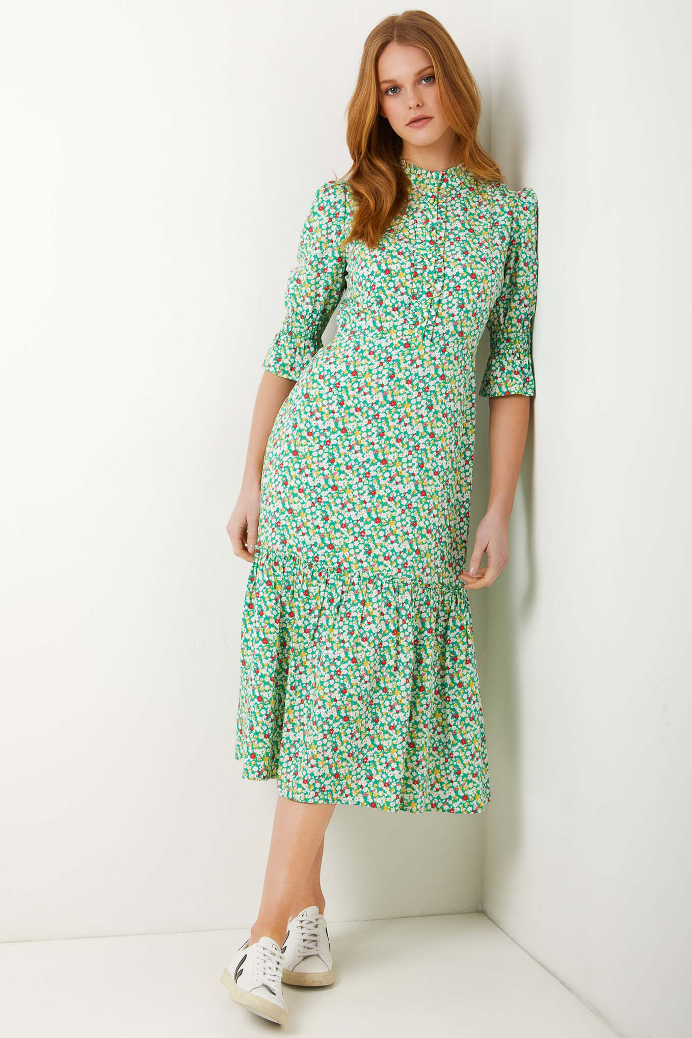 Aimee Multi Ditsy Print Dress - Multi Green - Regular