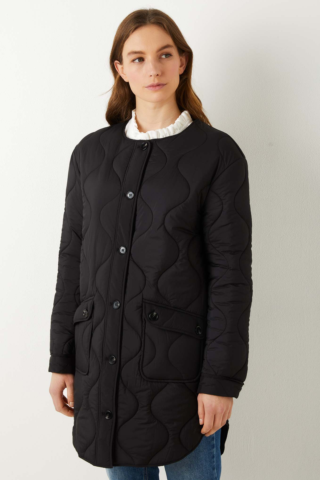 Anais Longline Quilted Puffer - Black