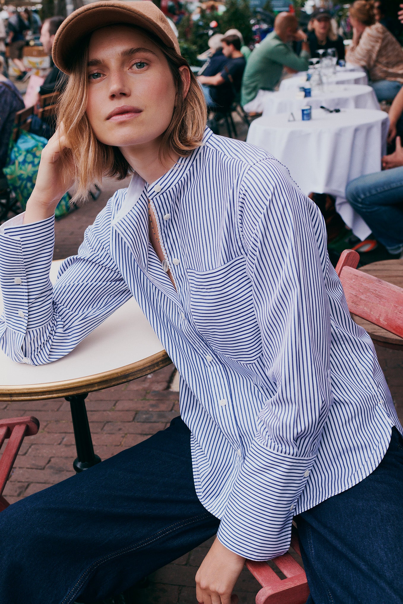 Barbara Stripe Boyfriend Shirt - Blue/White