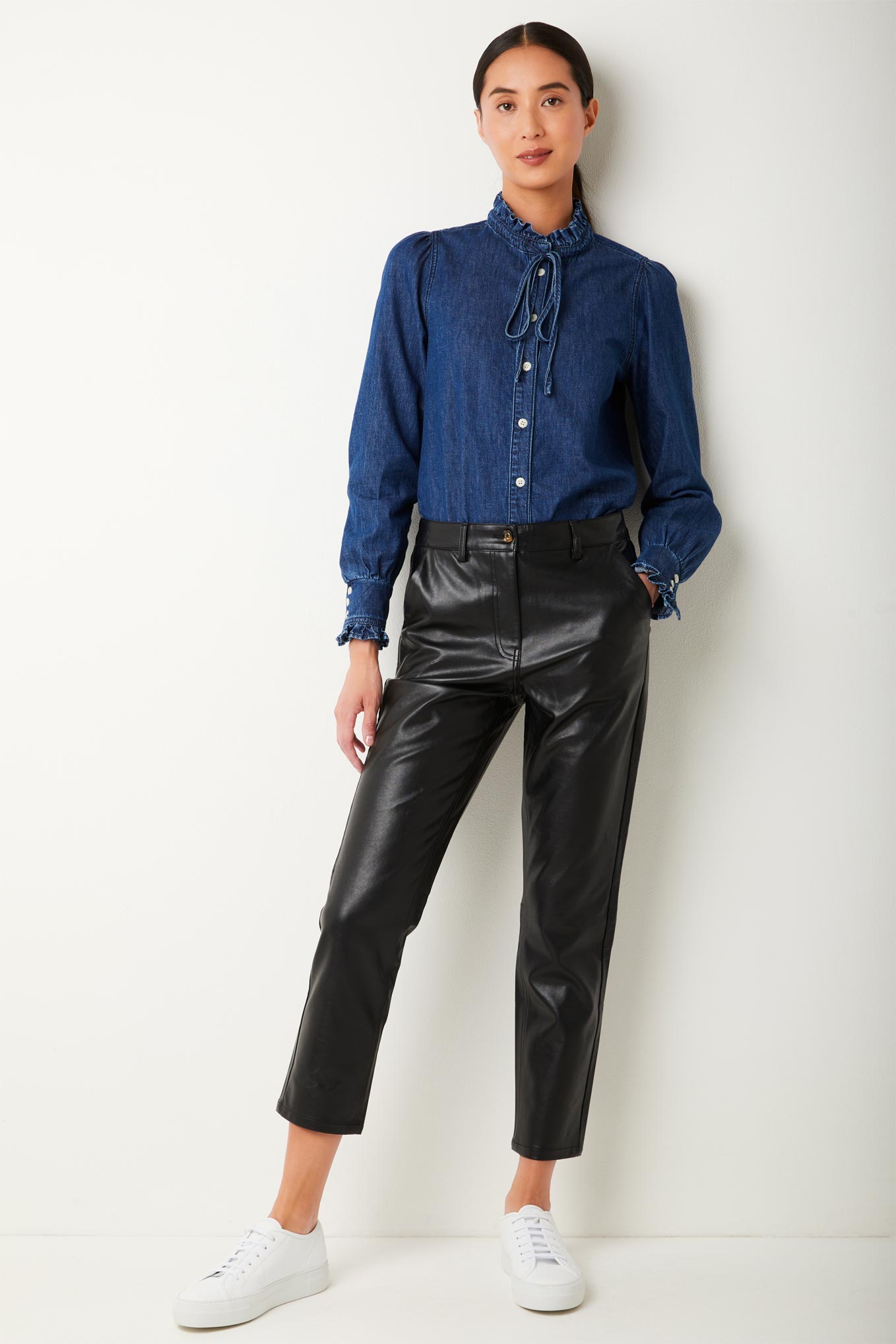 Sandrine Tailored Faux Leather Trouser - Black