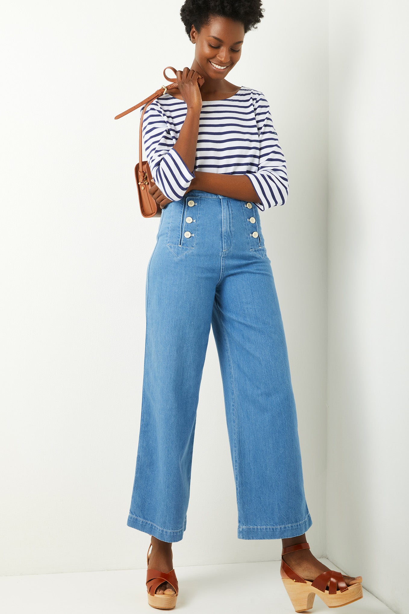 Blair Button Front Sailor Jean - Vintage Blue