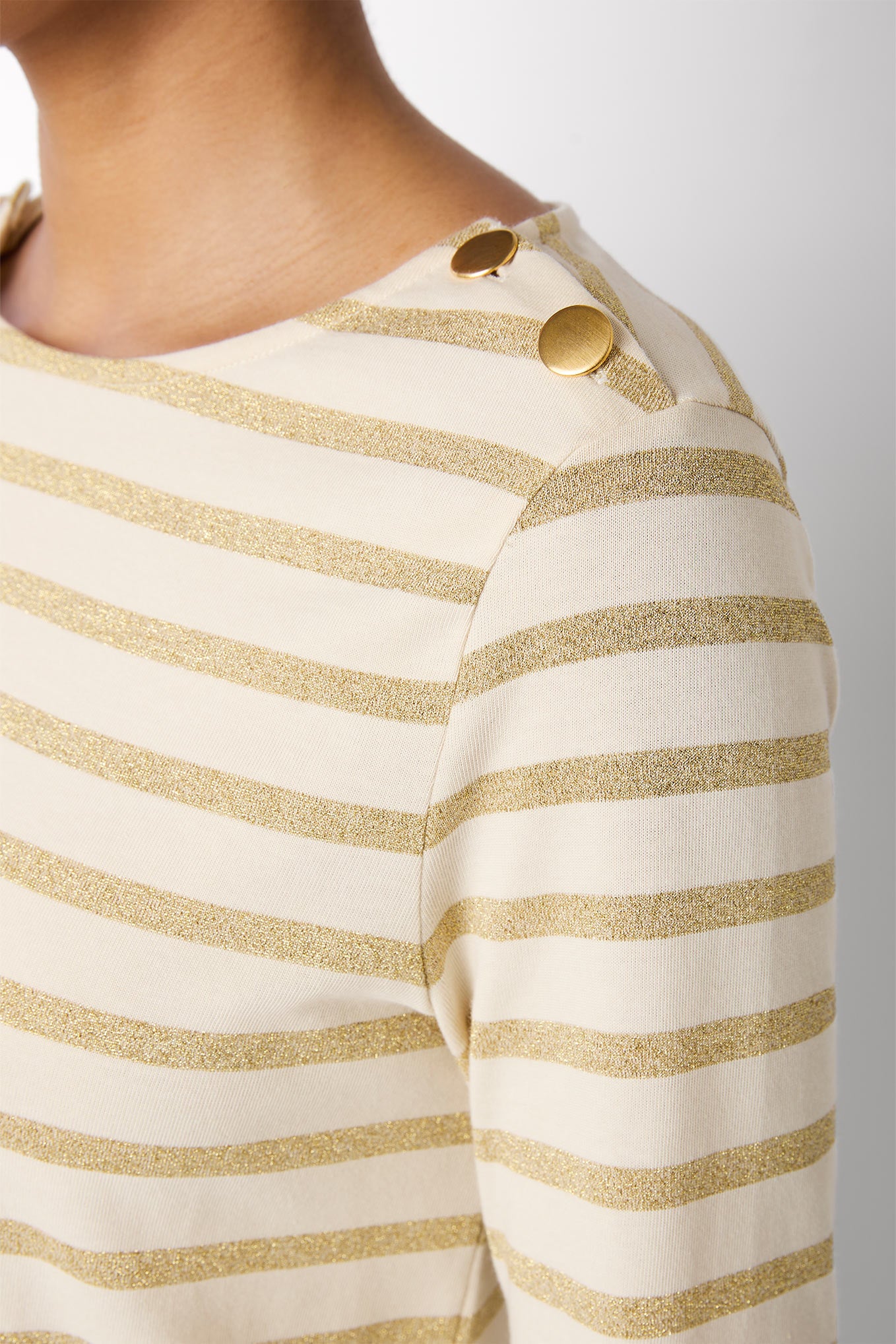 Bonnie Breton Button Top - Ivory/Gold