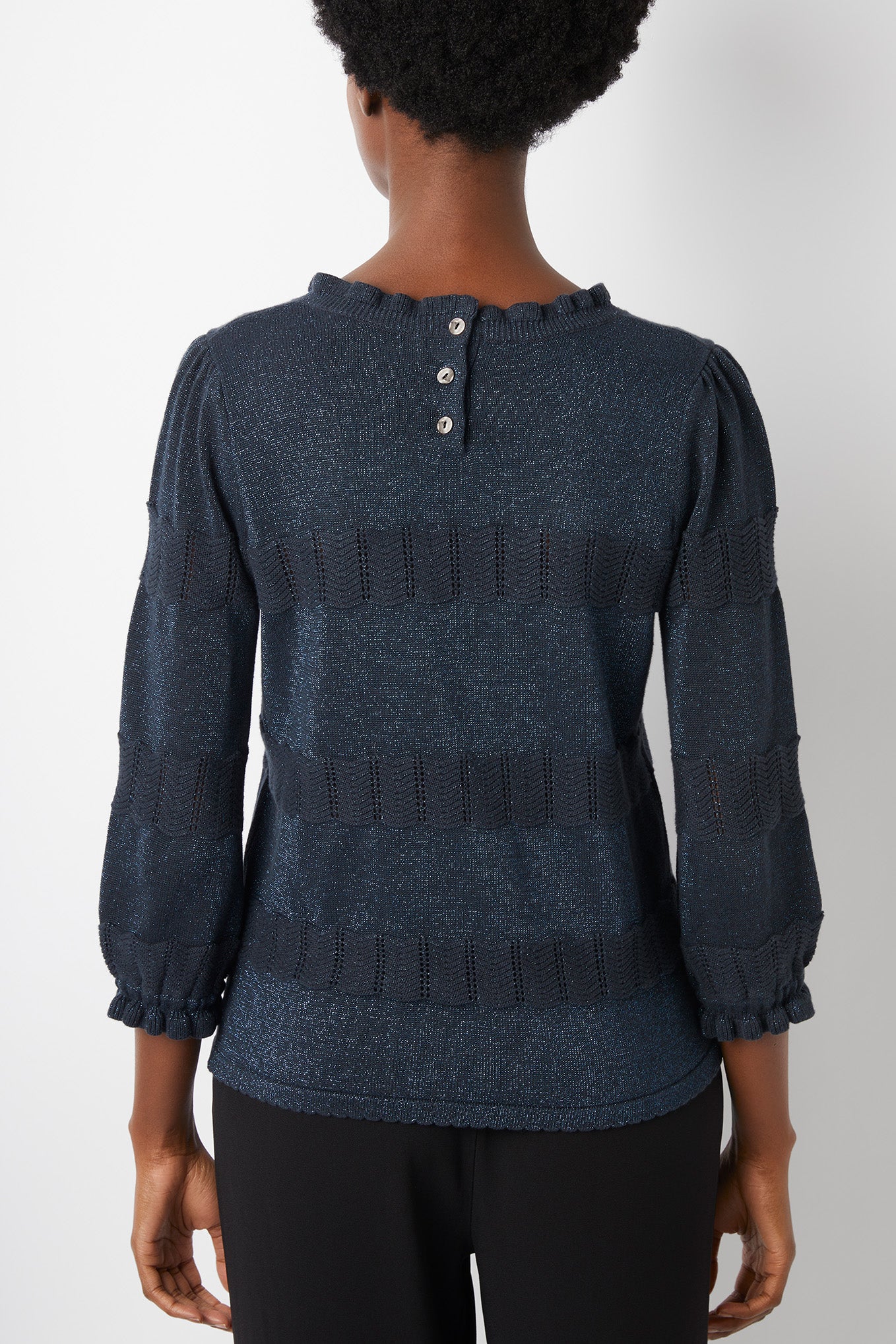 Brielle Blocked Stitch Insert Jumper - Navy