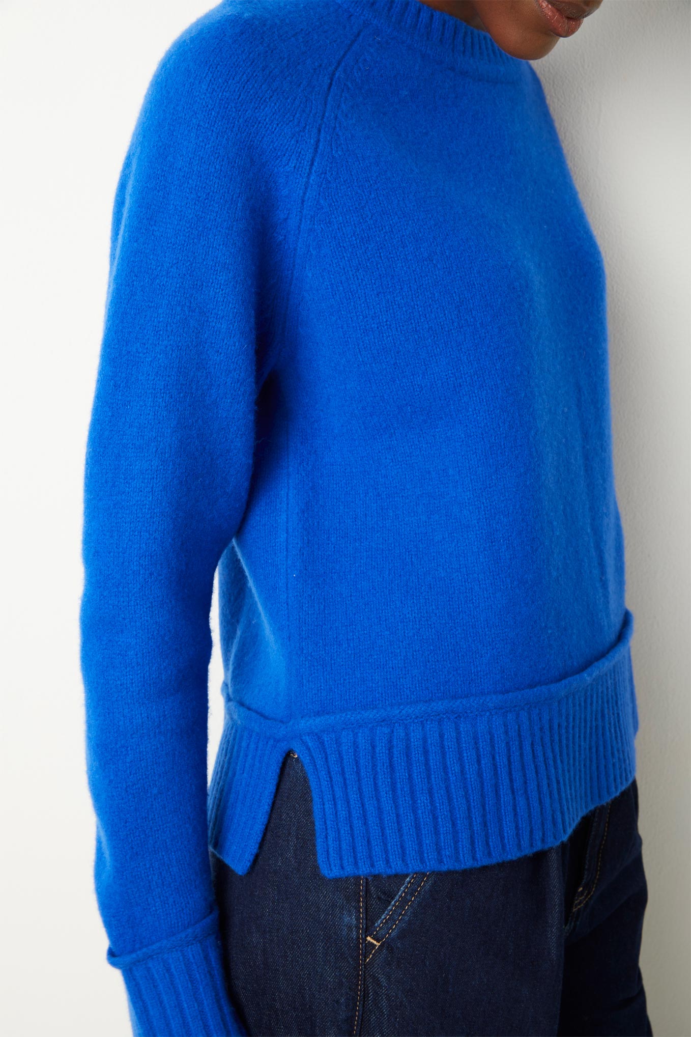 Bella Split Hem Jumper - Blue