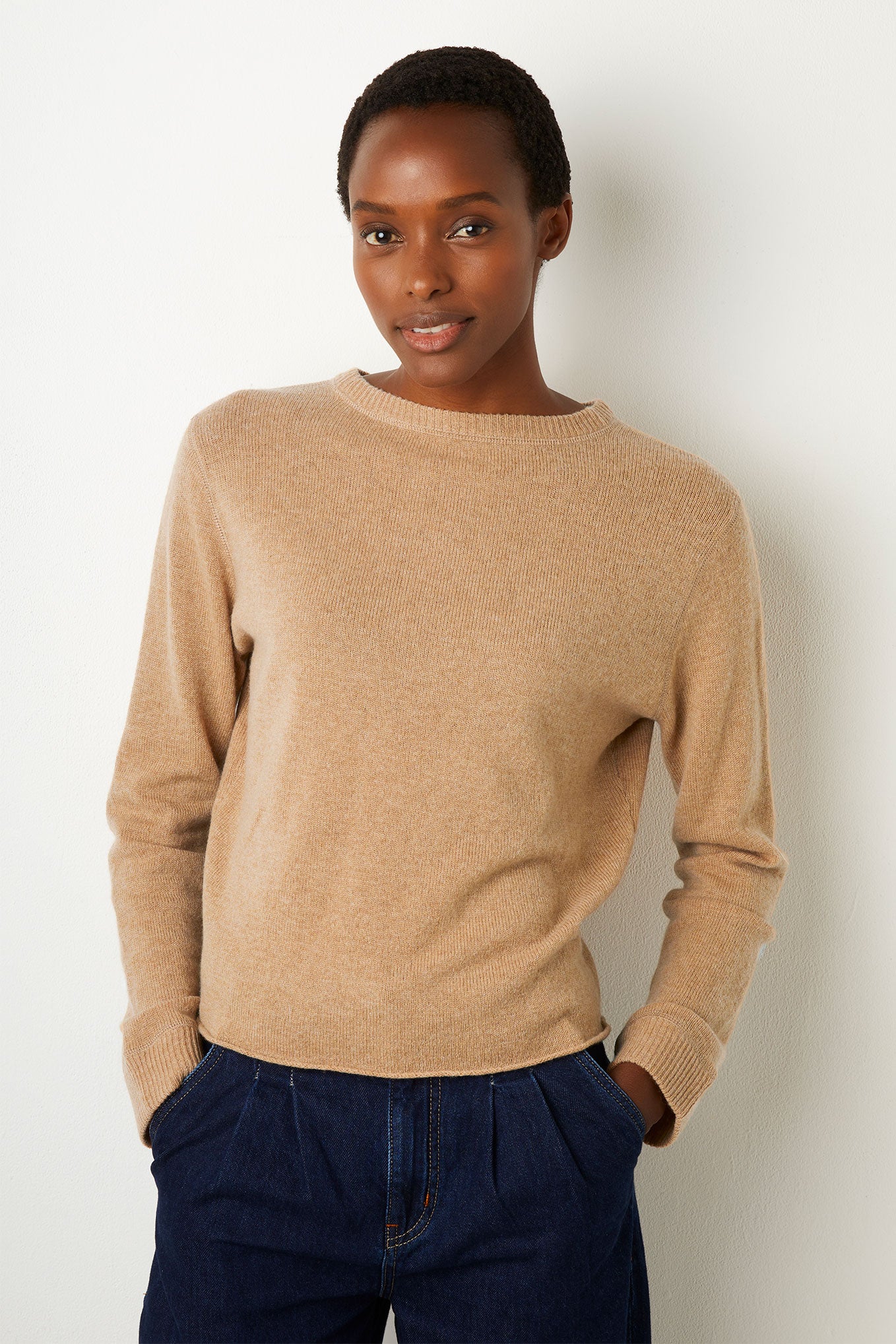 Colleen Cover Stitch Detail Jumper - Caramel