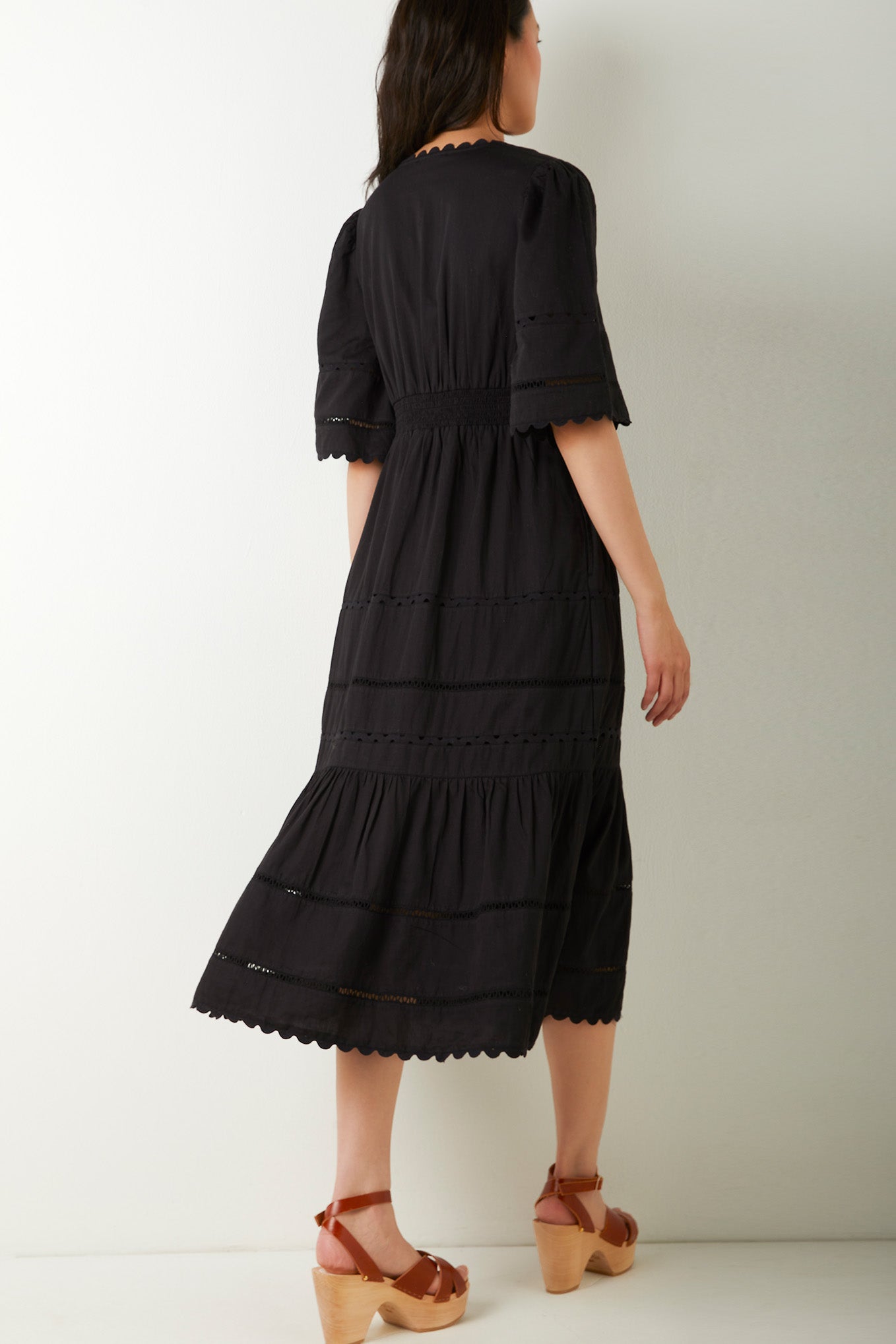 Cassie Cotton Ric Rac Dress - Black — WYSE London