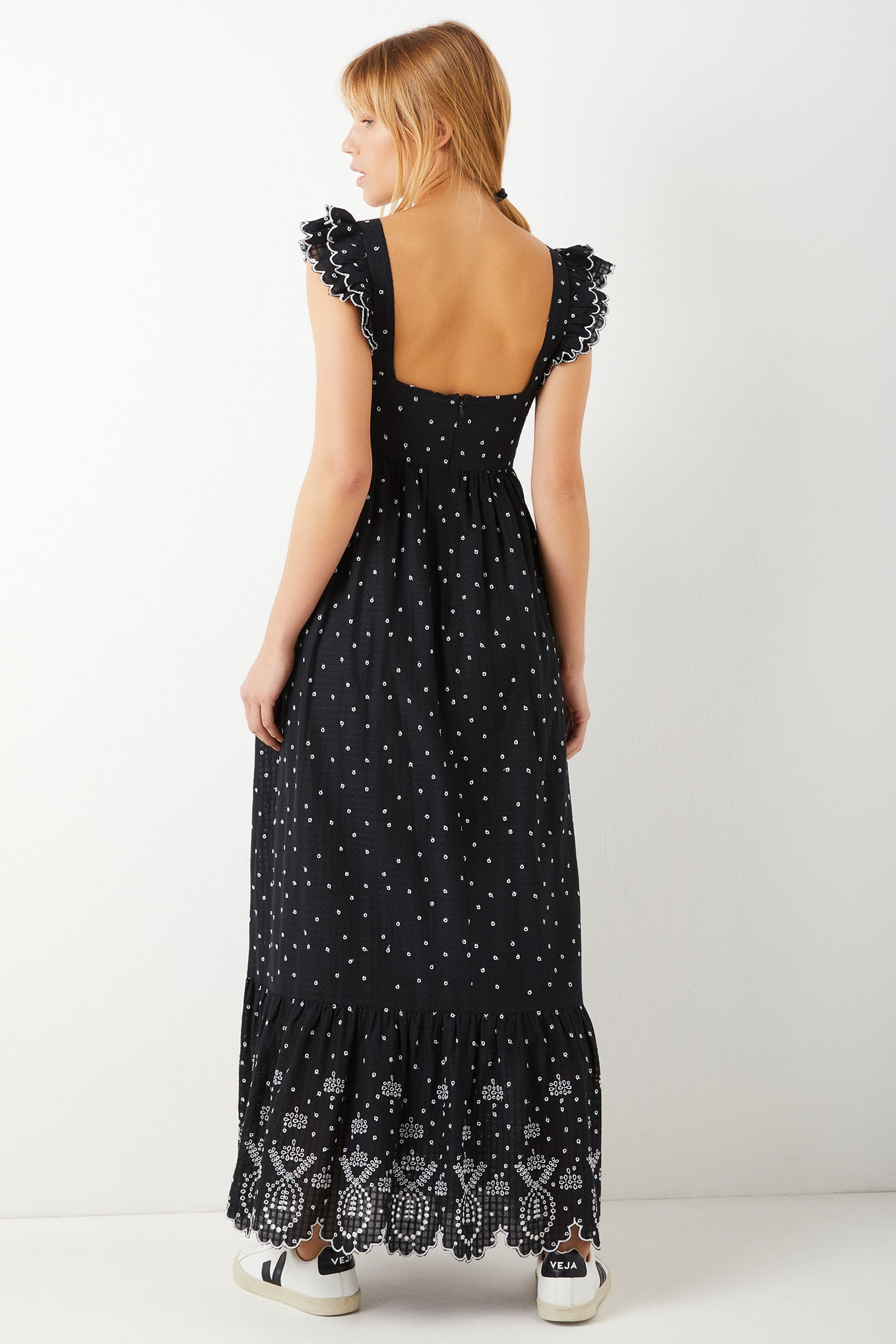 Chloe Broderie Sundress - Black/White