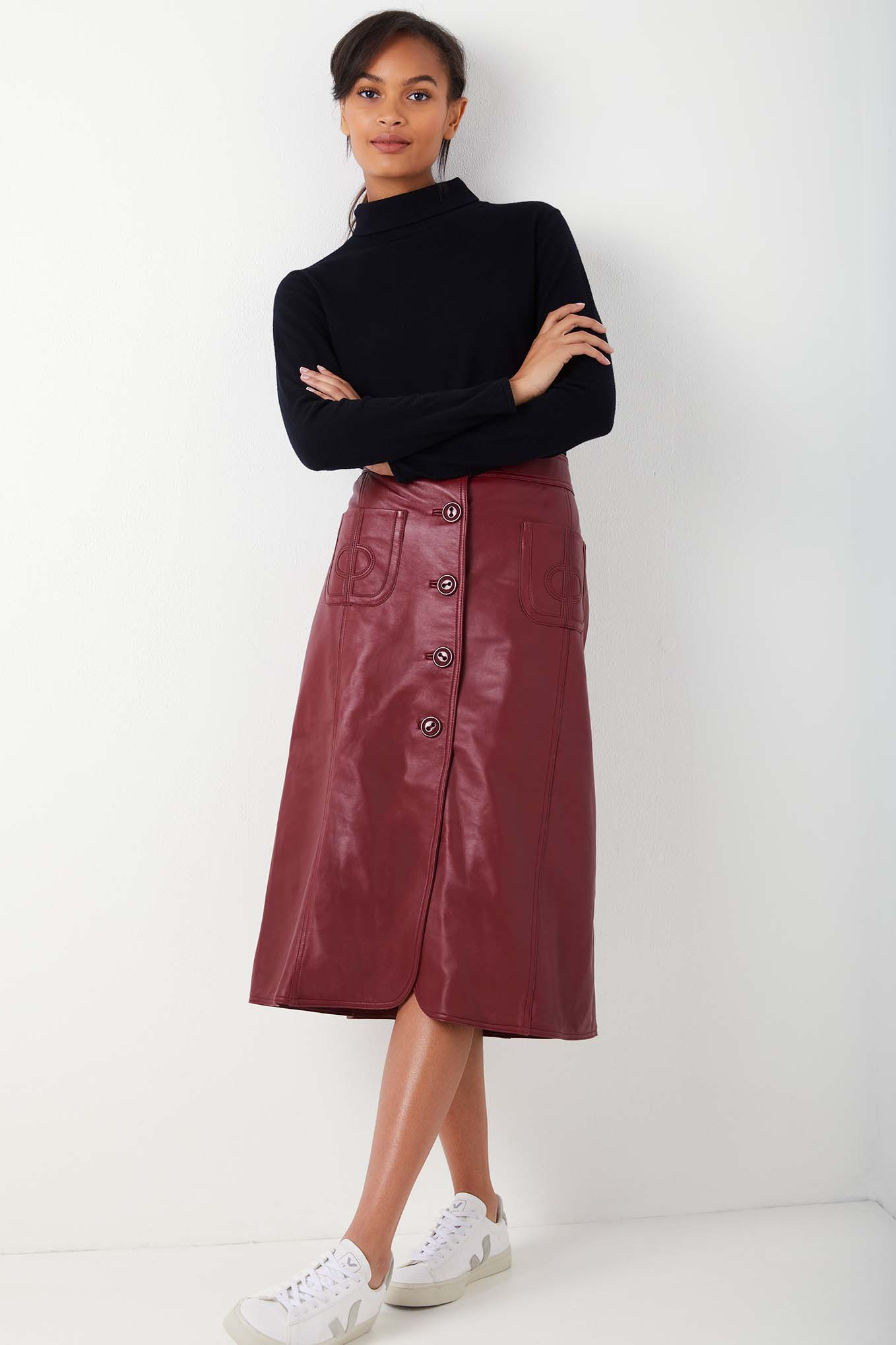 DB X Wyse Leather Skirt - Oxblood