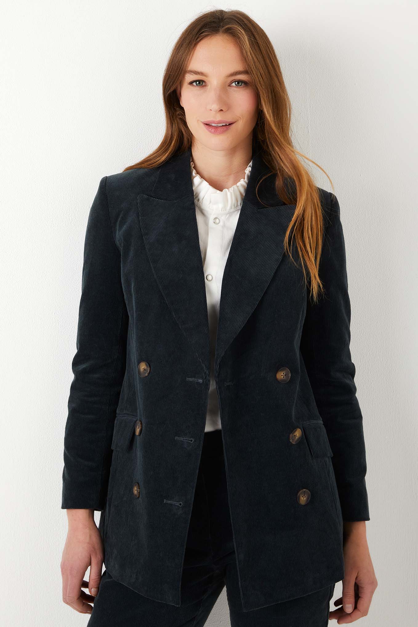 Daniella Double Breasted Cord Jacket - Forest — WYSE London
