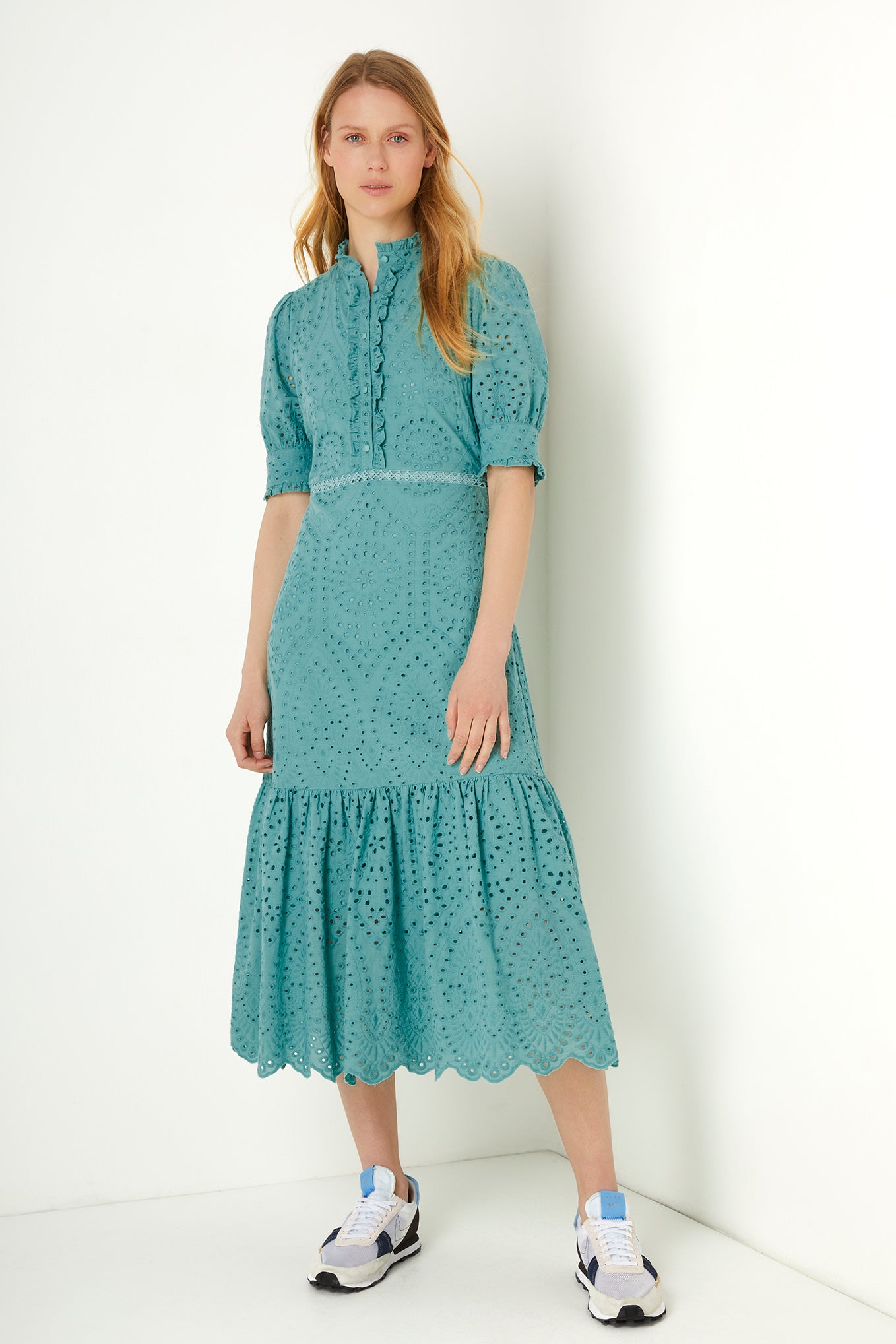 Fabienne Broderie Dress - Pistachio