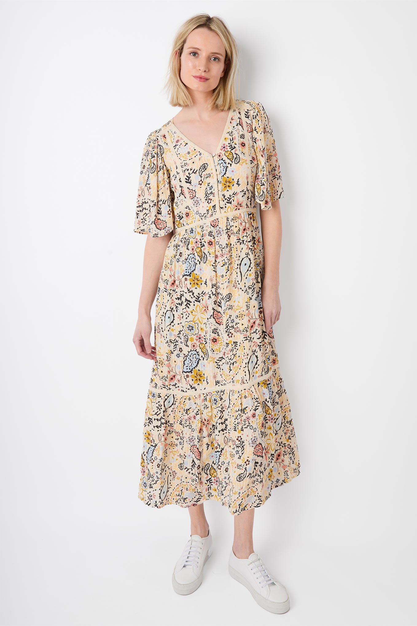 Fawn Floral Maxi Dress - Cream