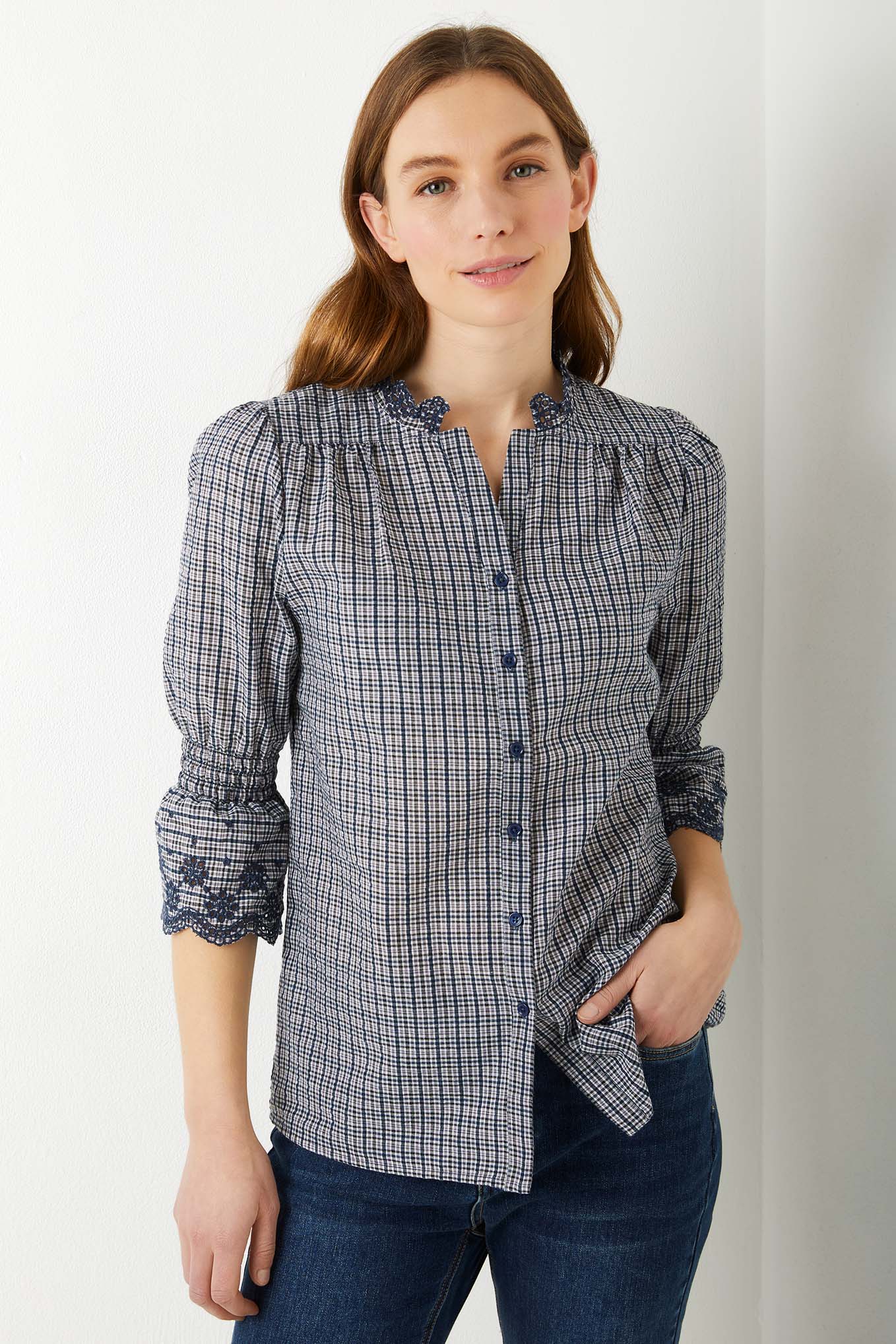 Frankie Gingham Shirt - Blue Black — WYSE London