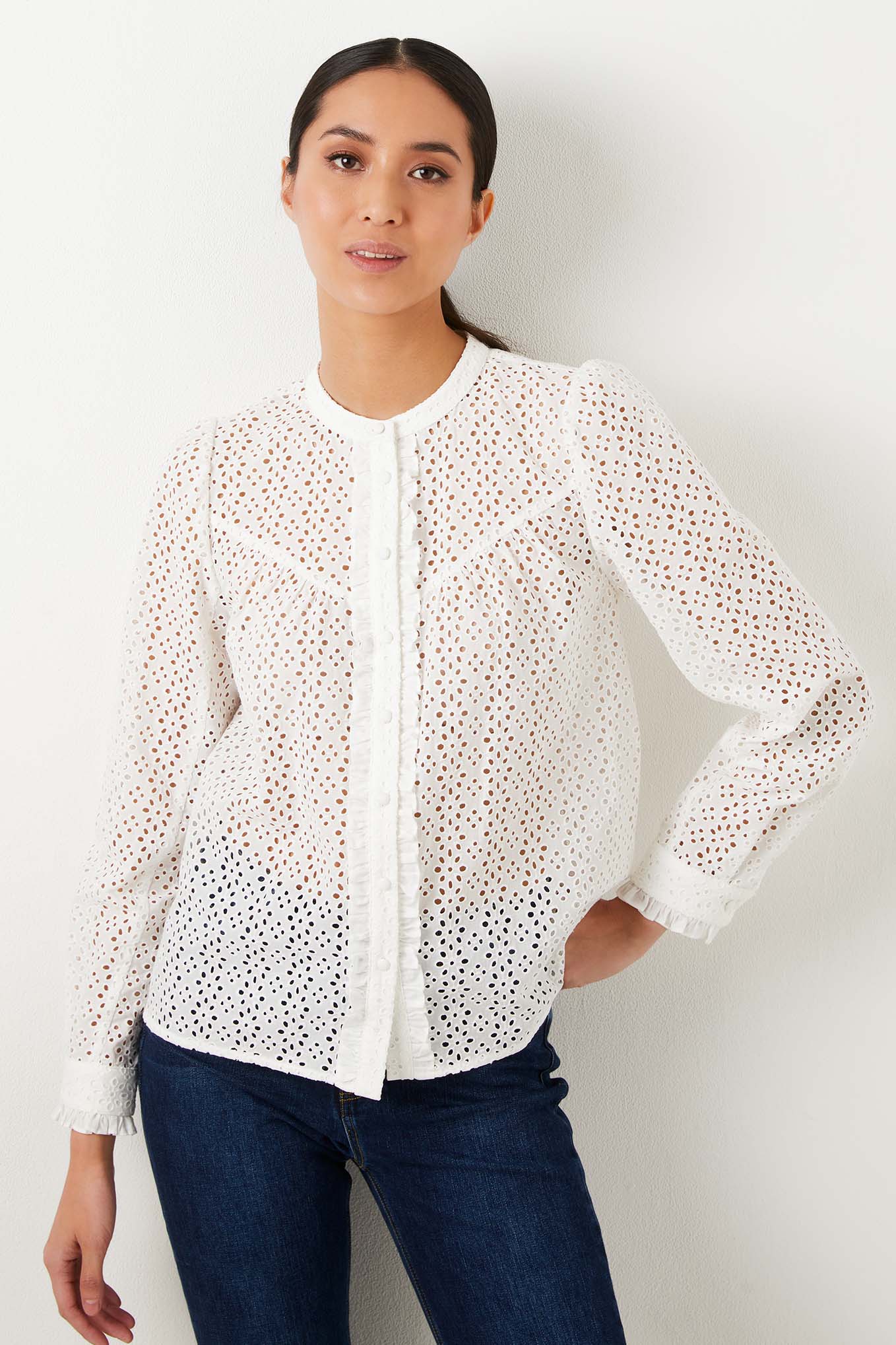 Freida Broderie Blouse - White