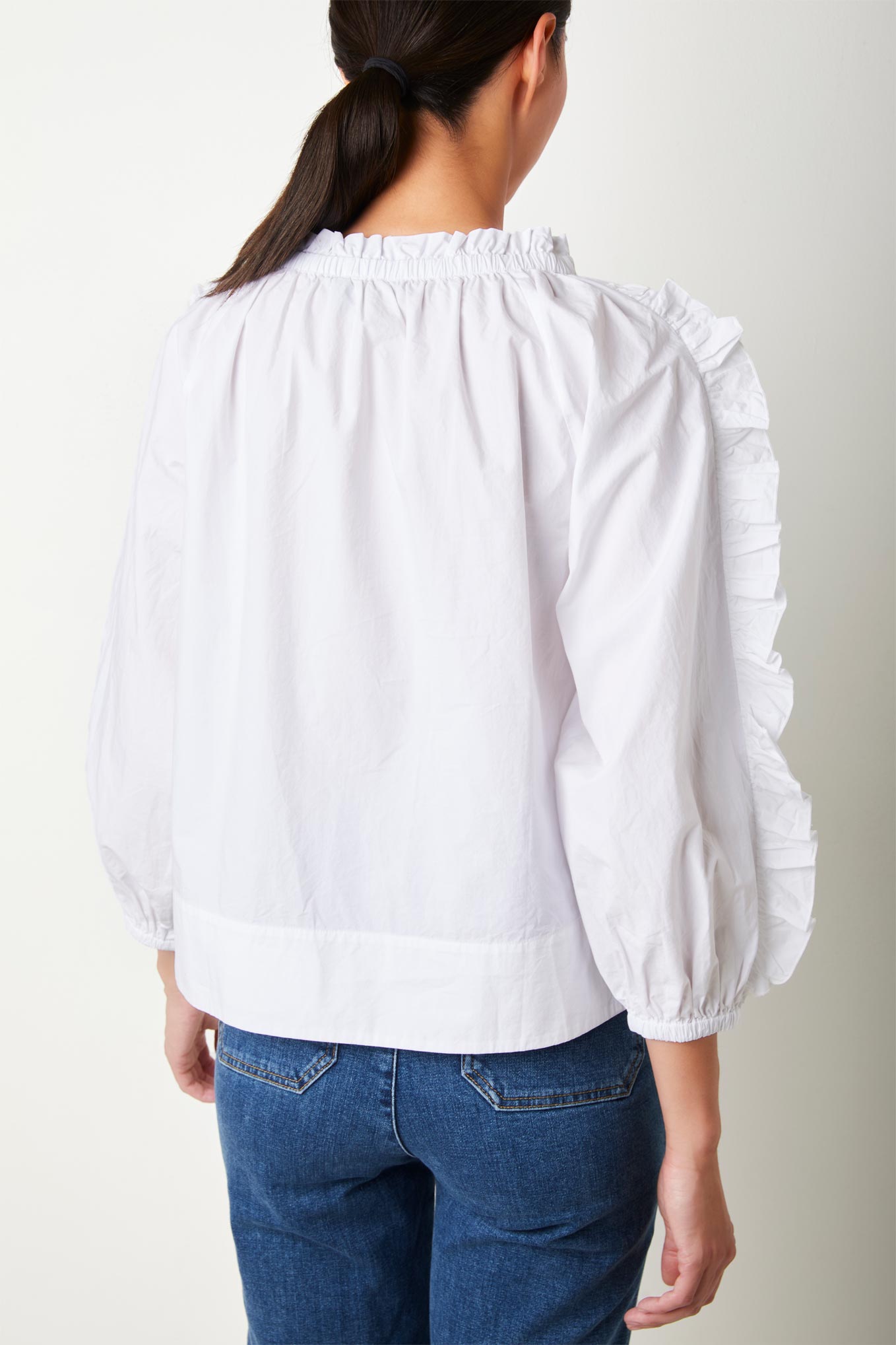 Rae Ruffle Sleeve Top - White — WYSE London