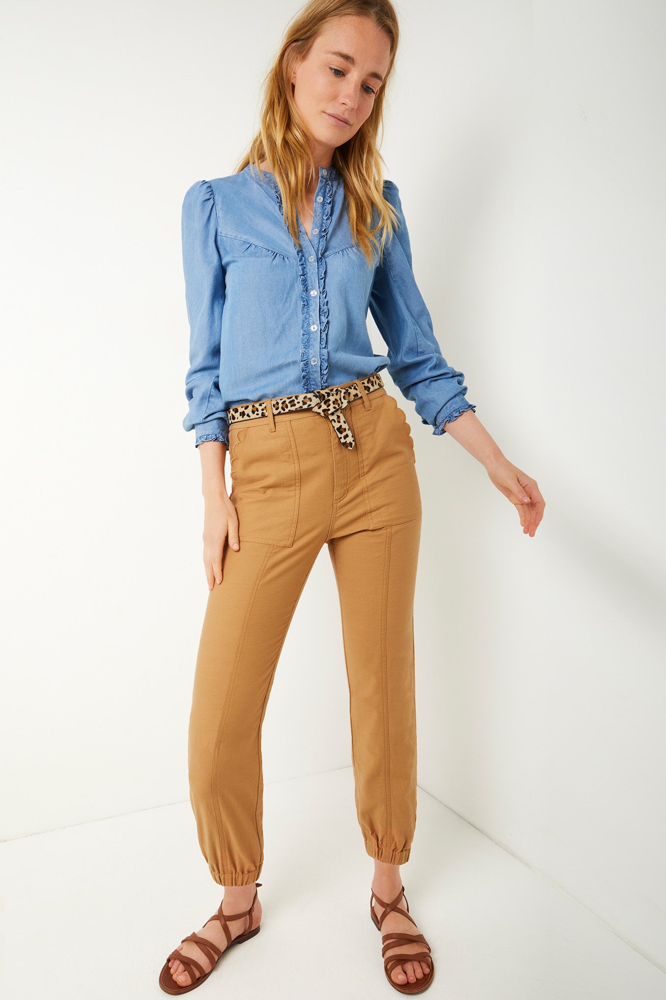 Lara Cotton Cargo Trouser - Tan - Longer Length