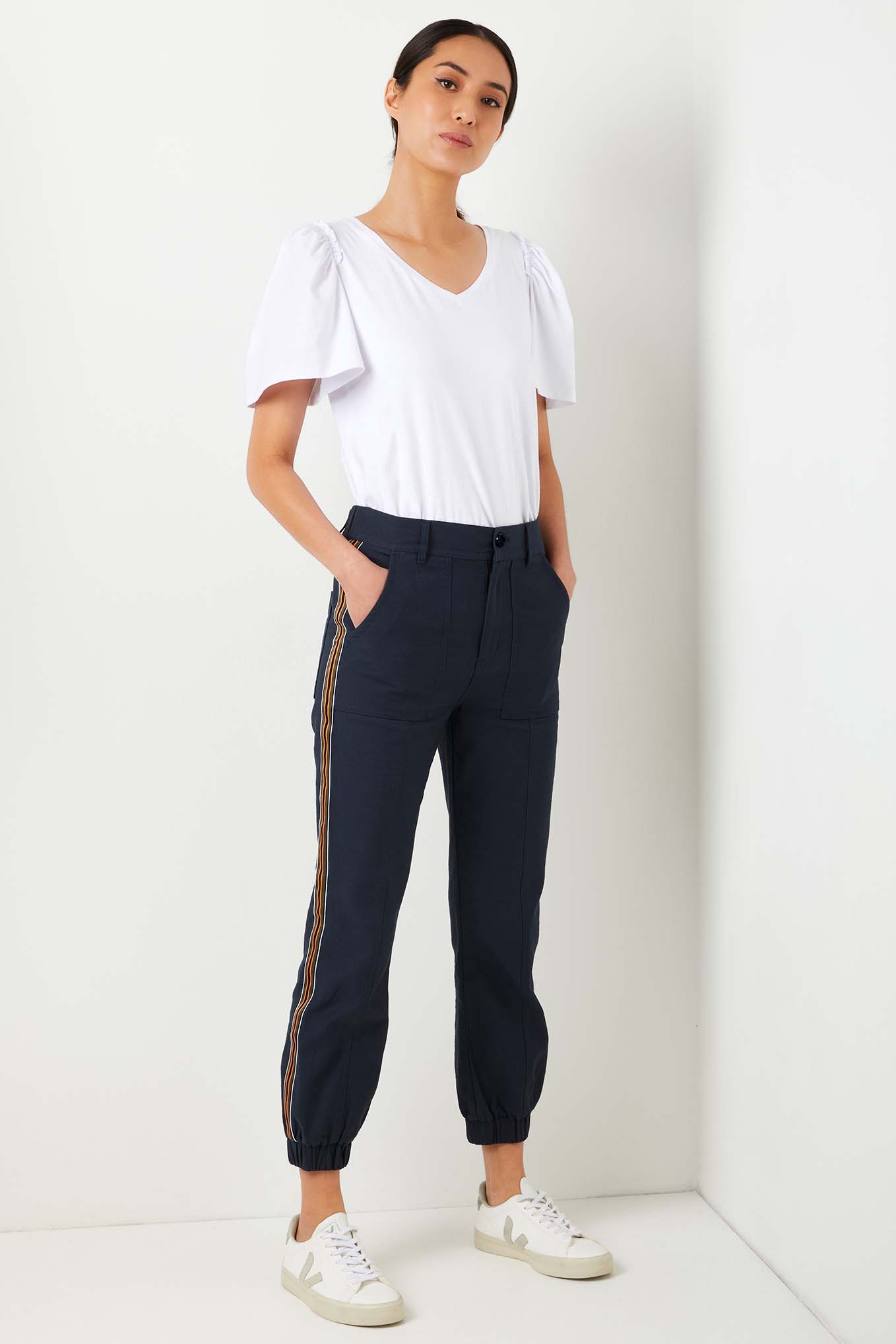 Lara Side Stripe Pant - Storm Blue