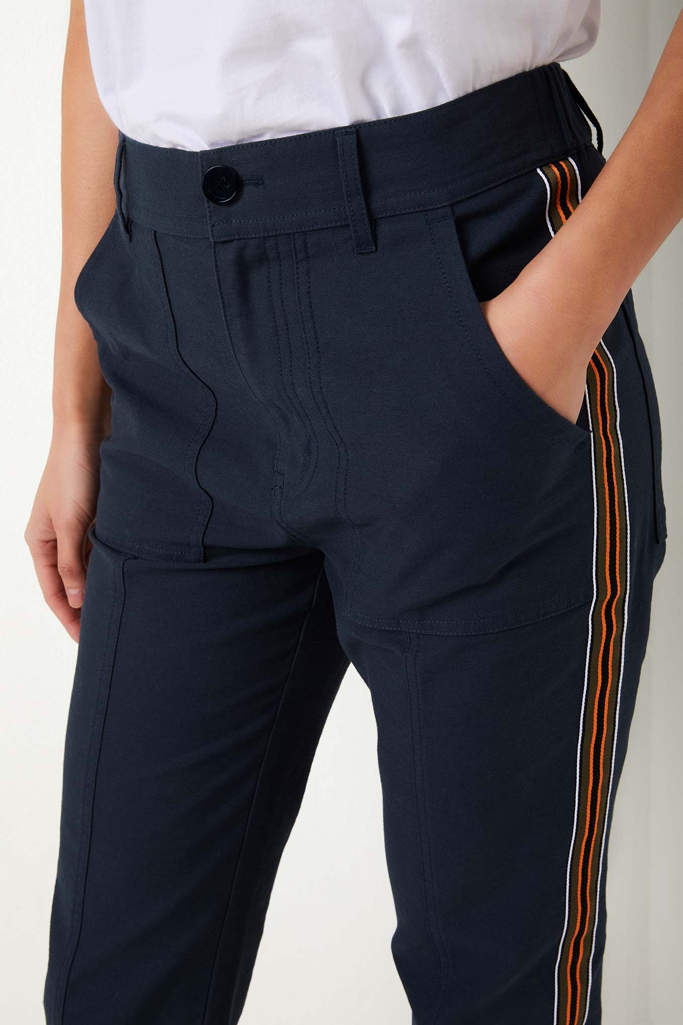 Lara Side Stripe Pant - Storm Blue