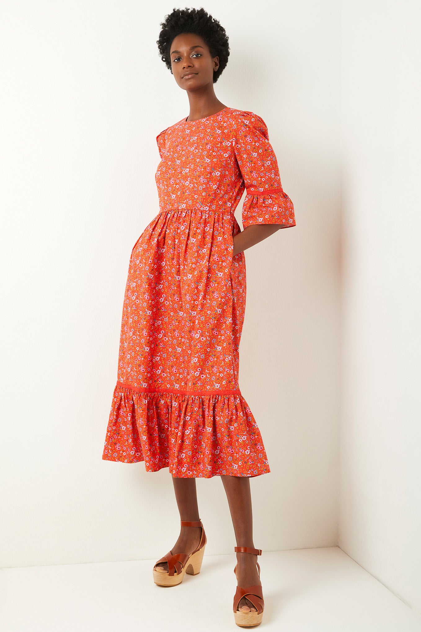 Louise Pretty Ditsy Dress - Multi Red