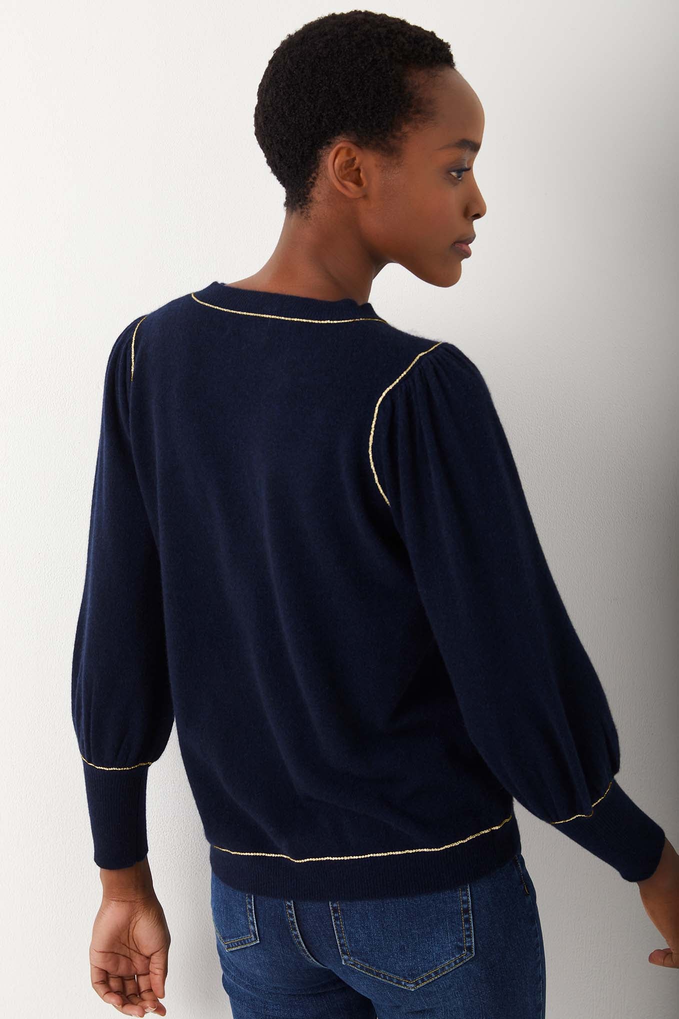 Maddy Lurex Jumper - Navy/Gold