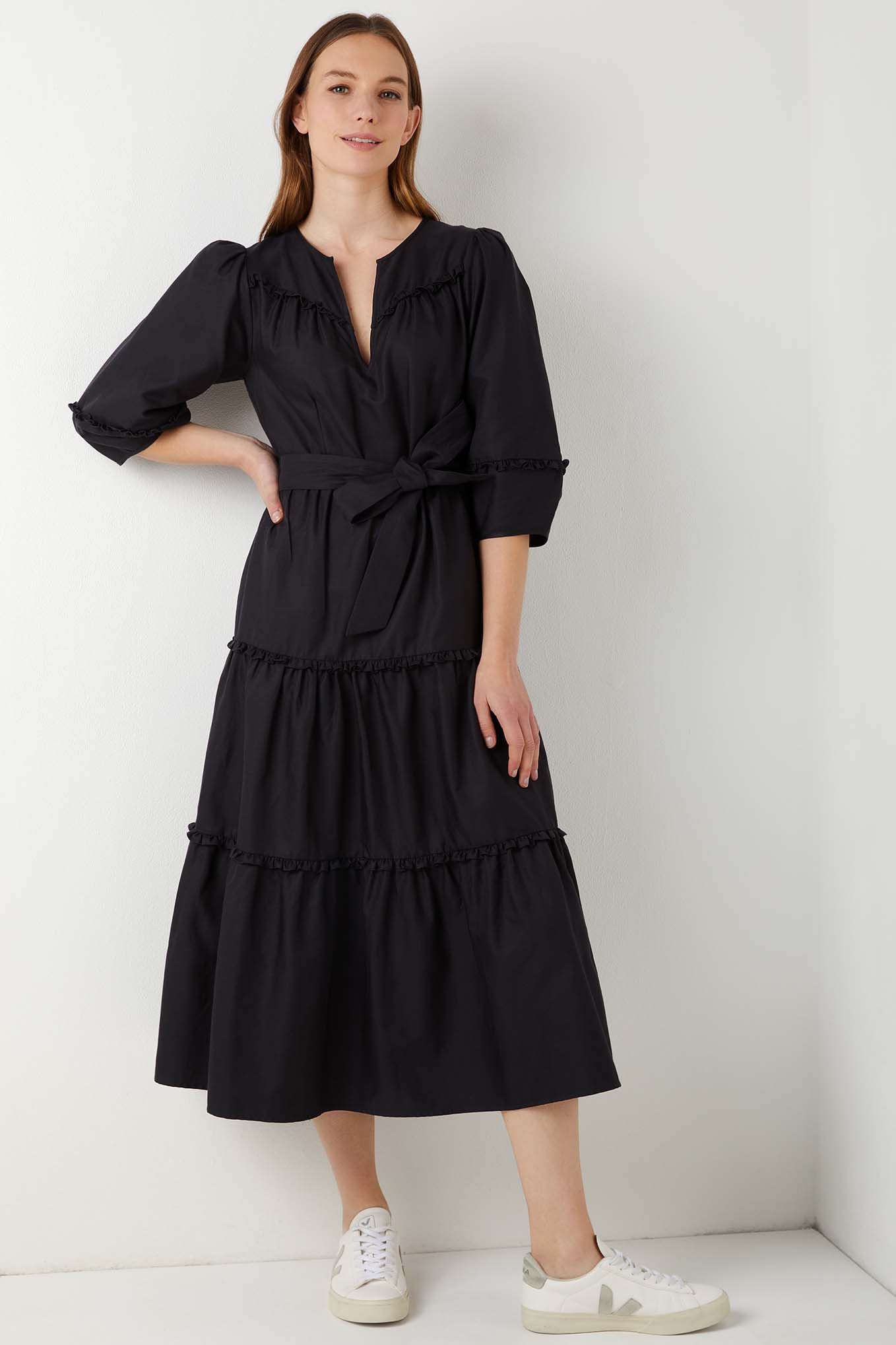 Nadine Frill Detail Dress - Soft Black - Regular