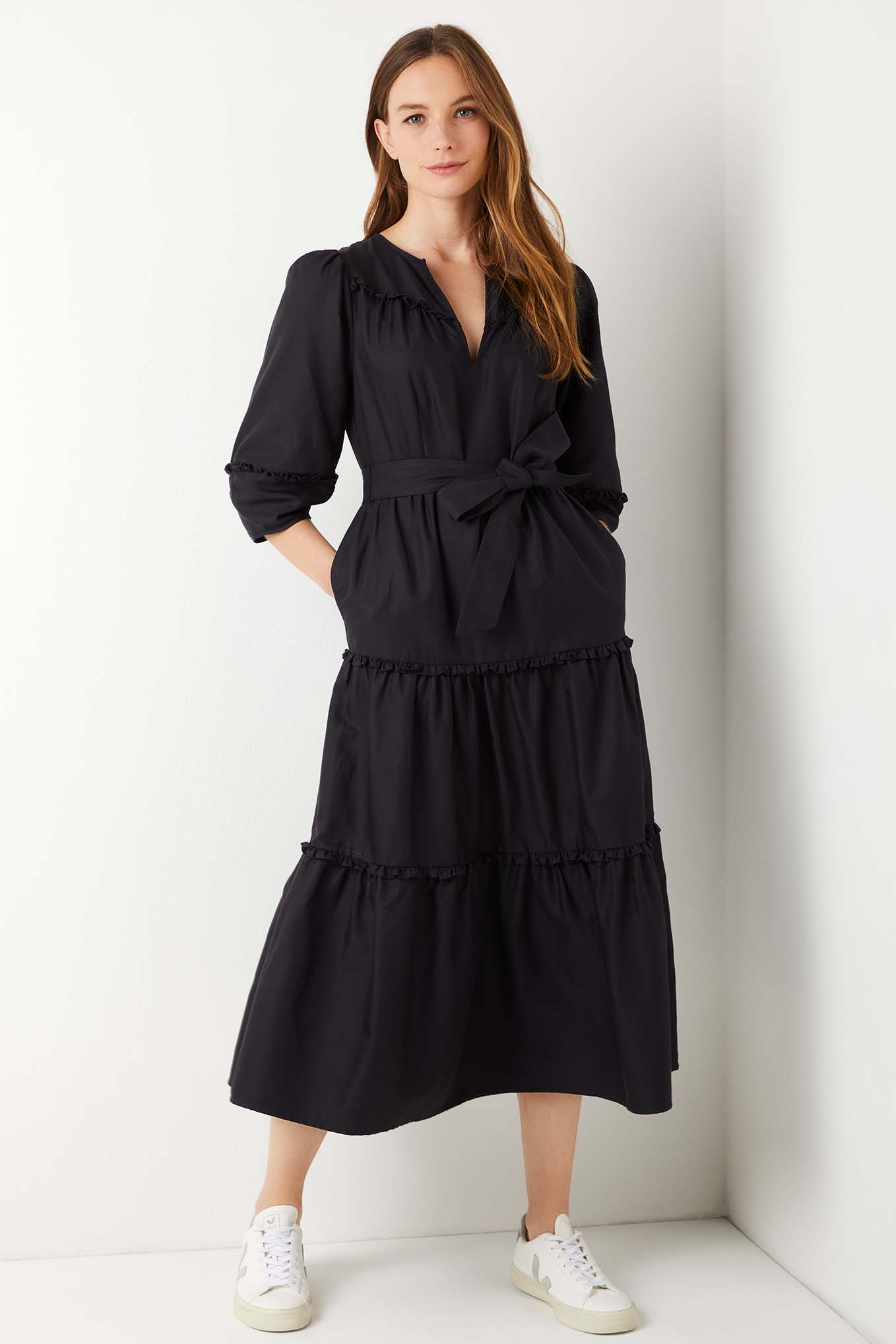 Nadine Frill Detail Dress - Soft Black - Regular