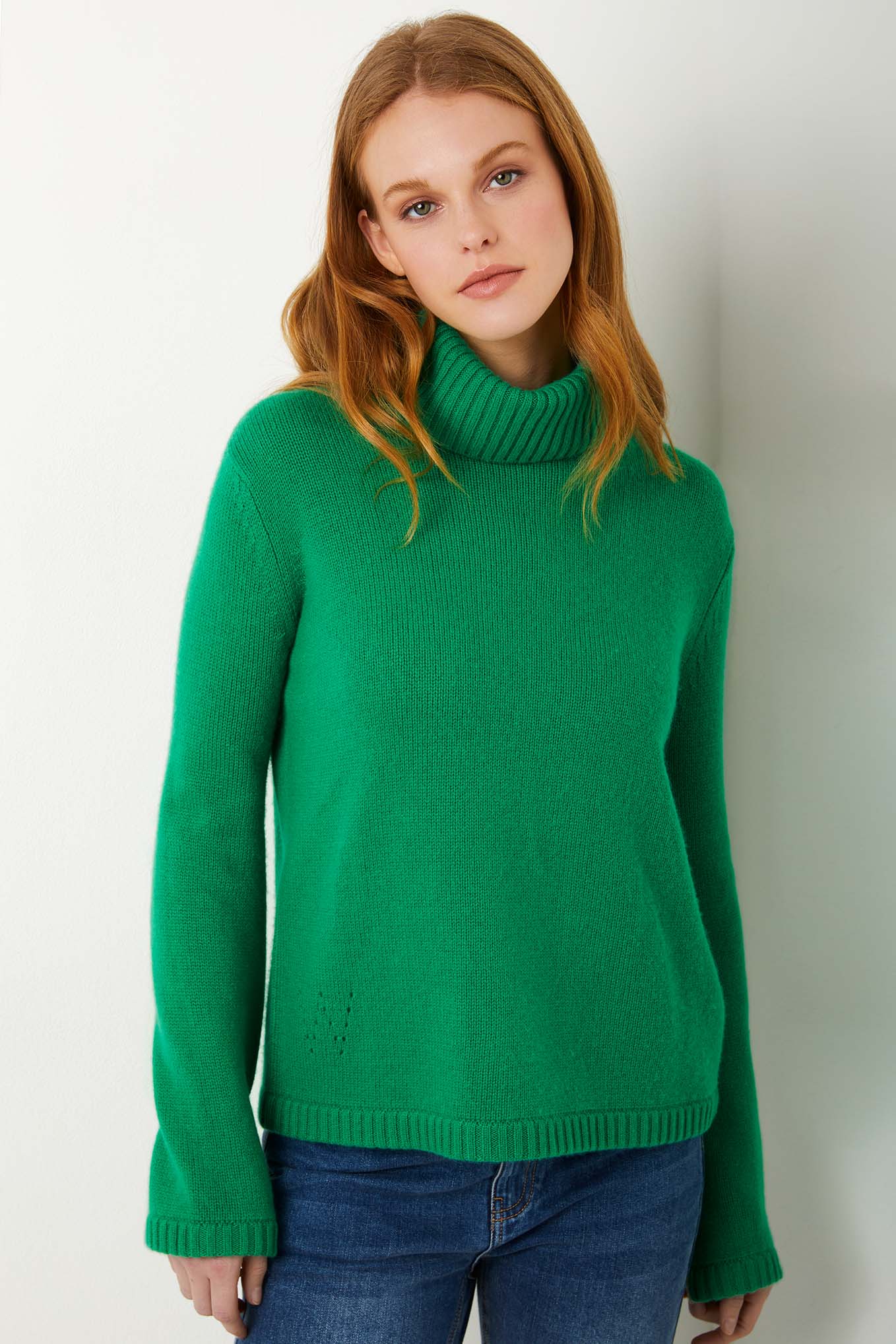 Nina Funnel Neck Jumper - Spring Green