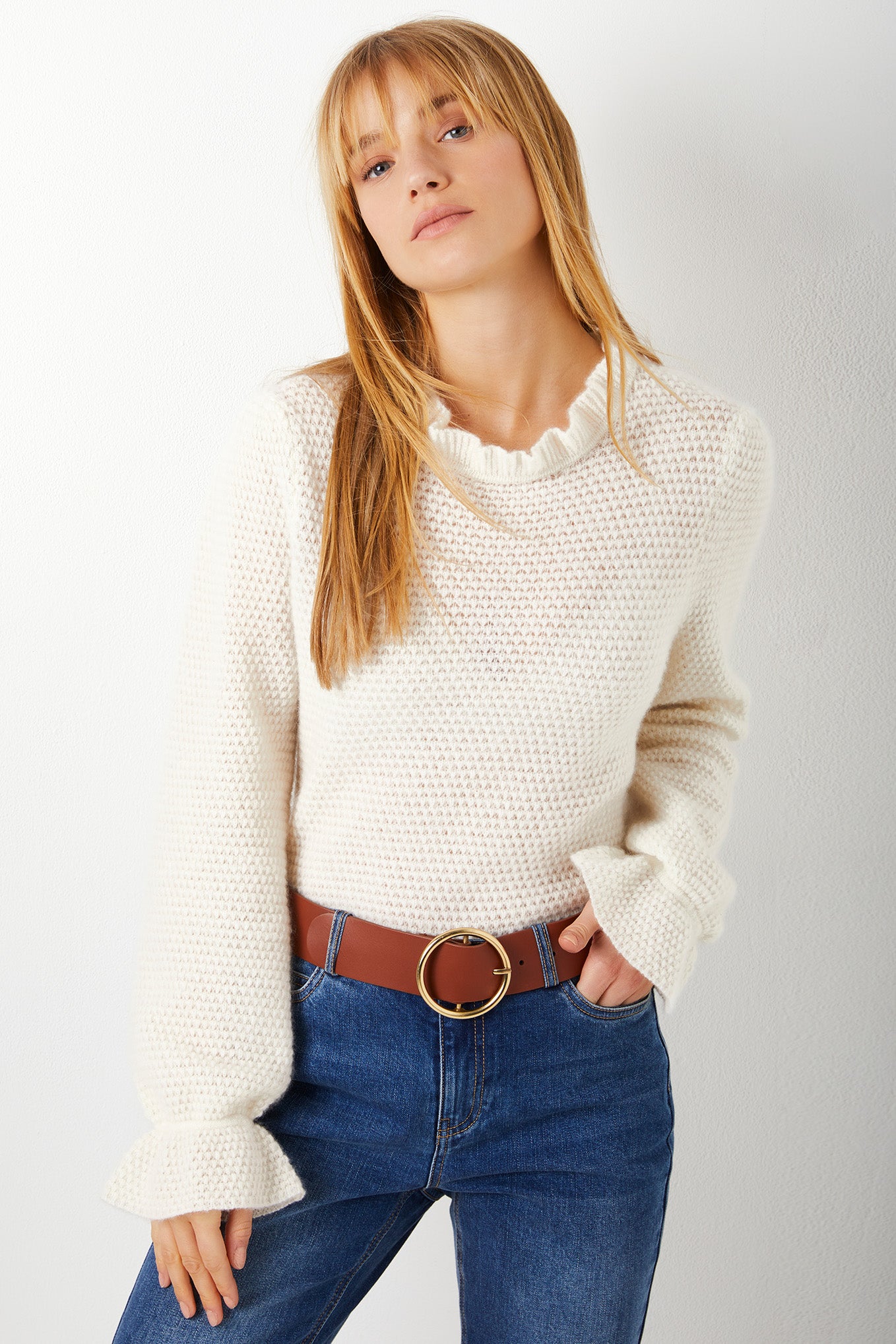 Paige Pointelle Cashmere Jumper - Ivory