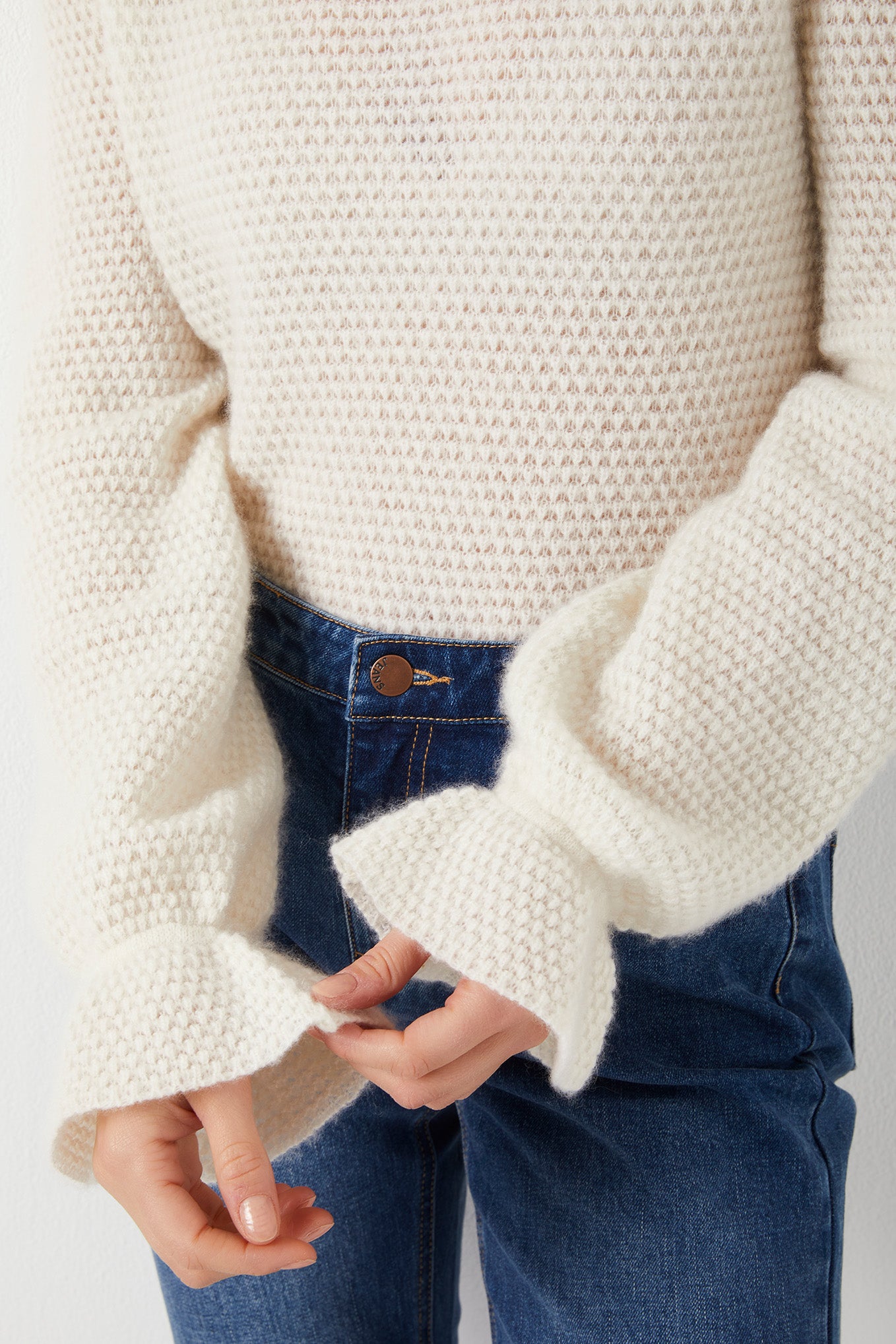 Paige Pointelle Cashmere Jumper - Ivory