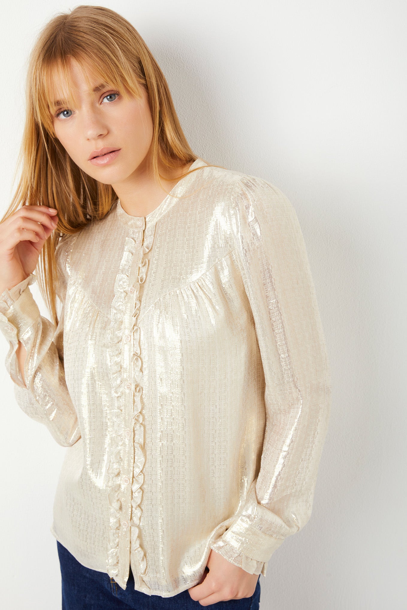 Paris Freida Lame Shirt - Gold