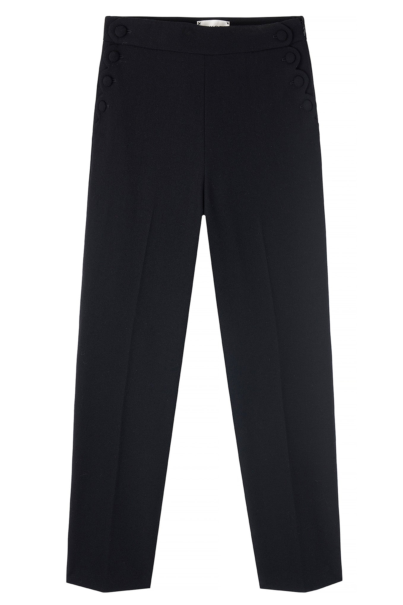 Sandrine Scallop Edge Trouser - Black - Regular