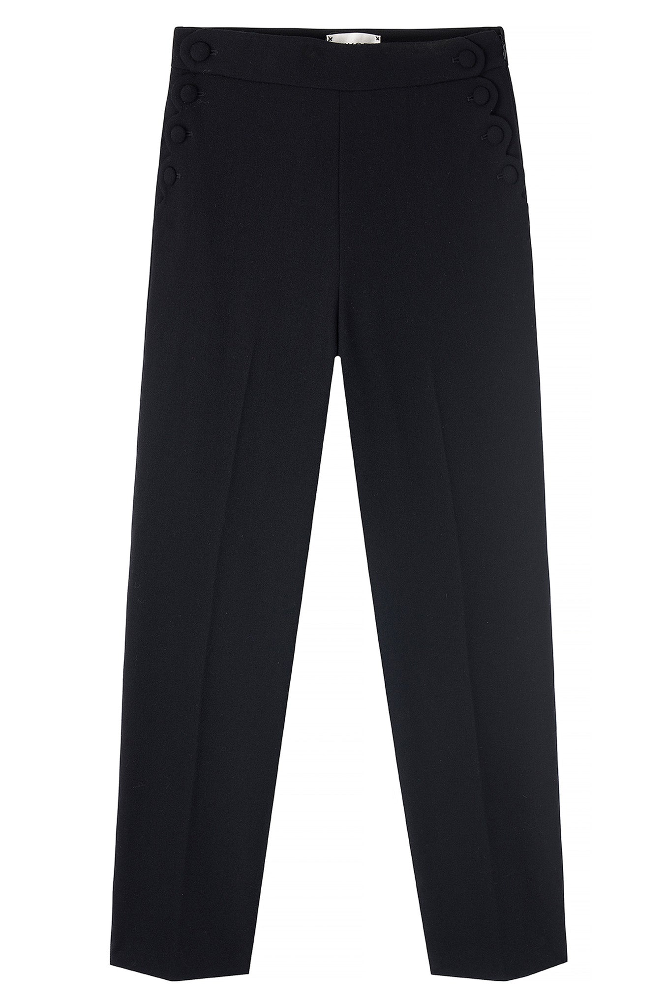 Sandrine Scallop Edge Trouser - Black - Longer Length — WYSE London