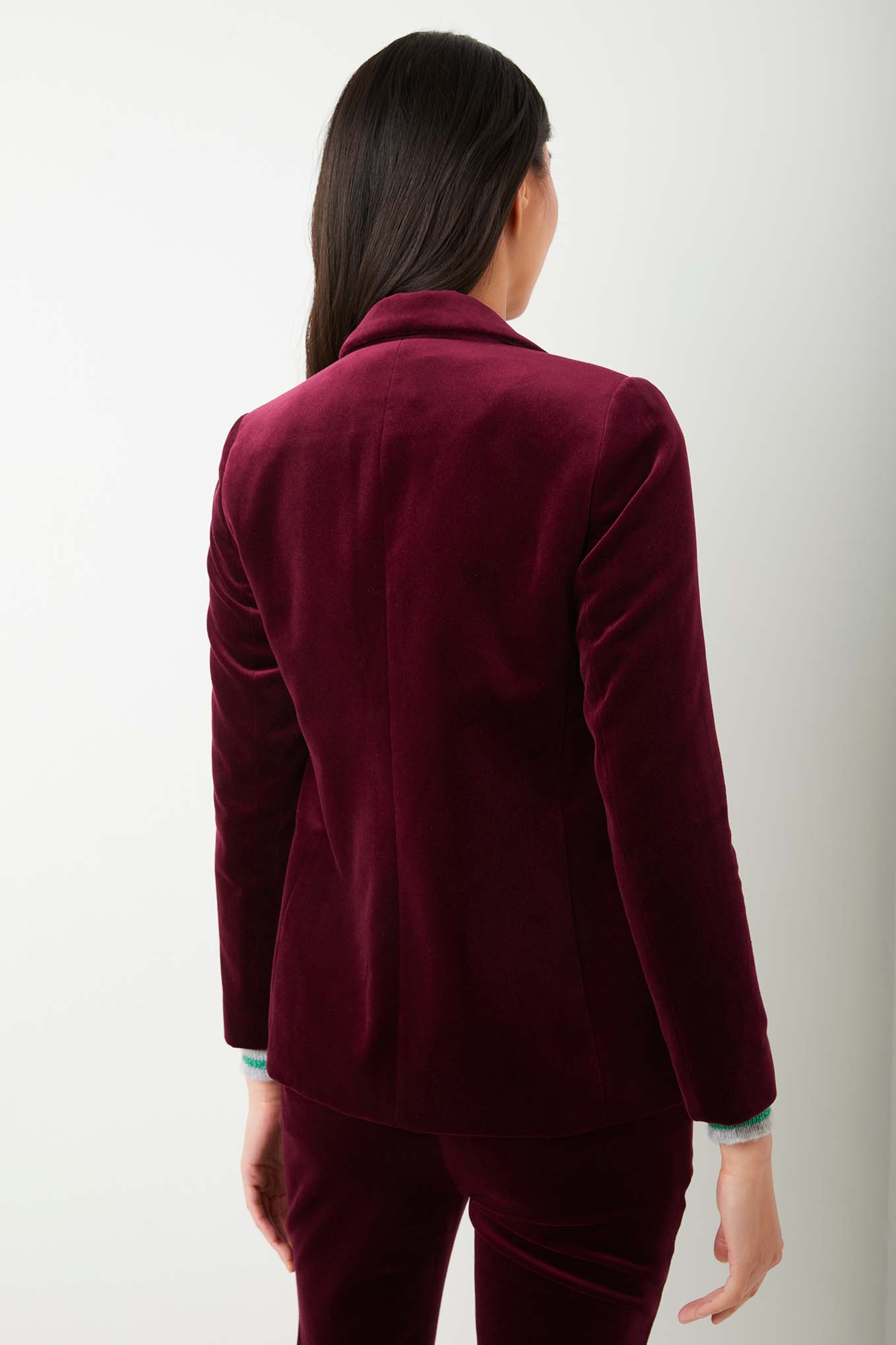 Sandrine Velvet Jacket - Cranberry — WYSE London