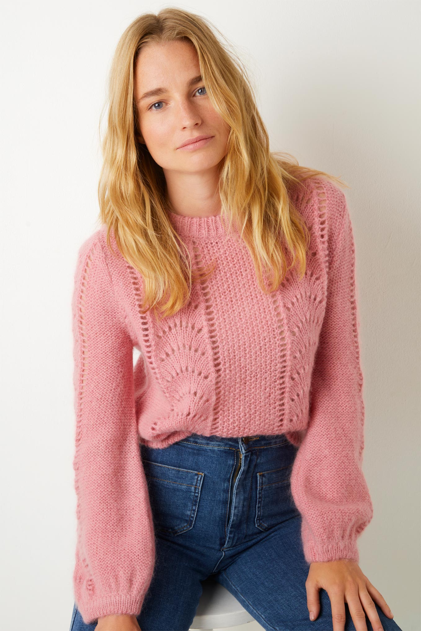 Solene Pointelle Jumper - Pink