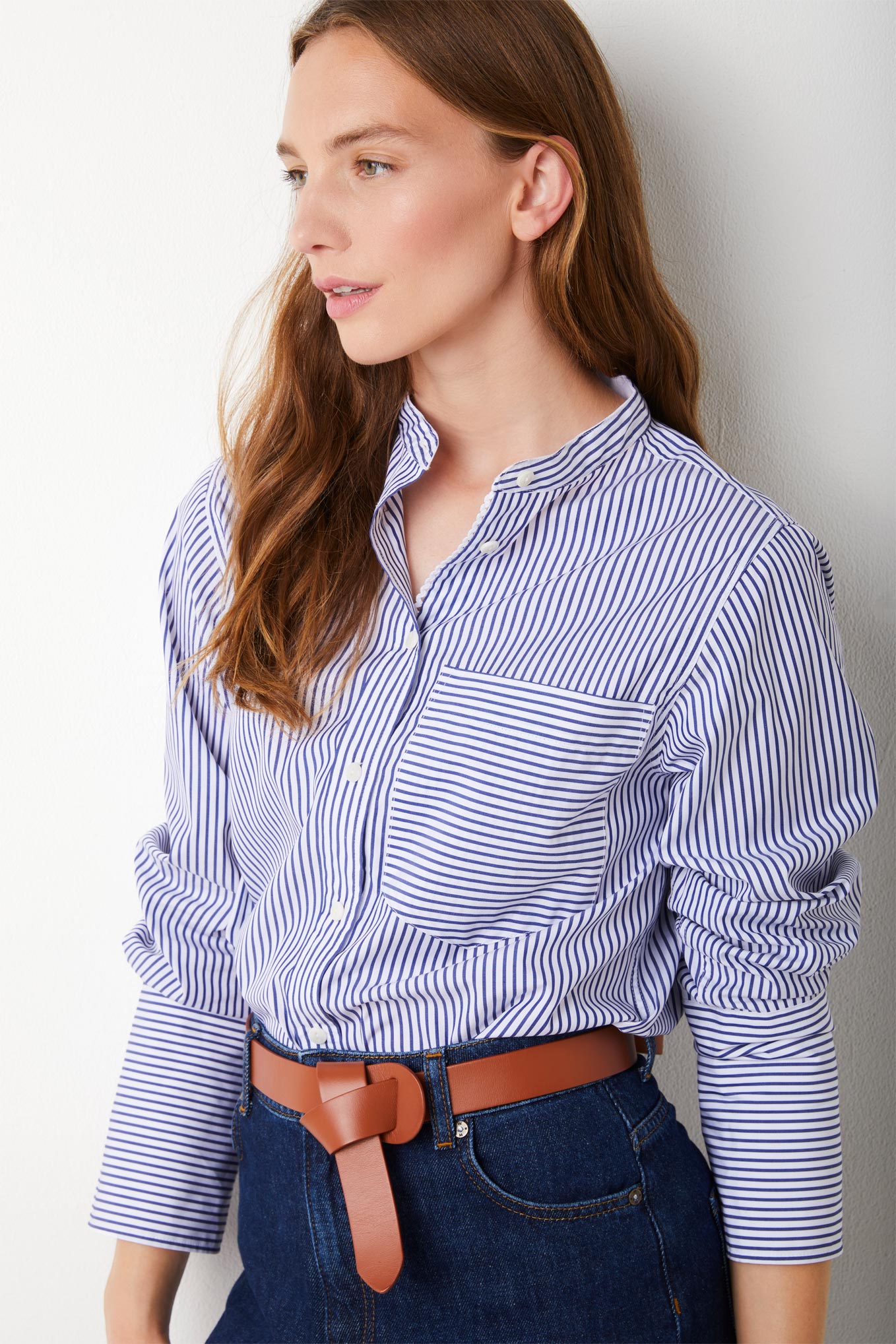 Barbara Stripe Boyfriend Shirt - Blue/White