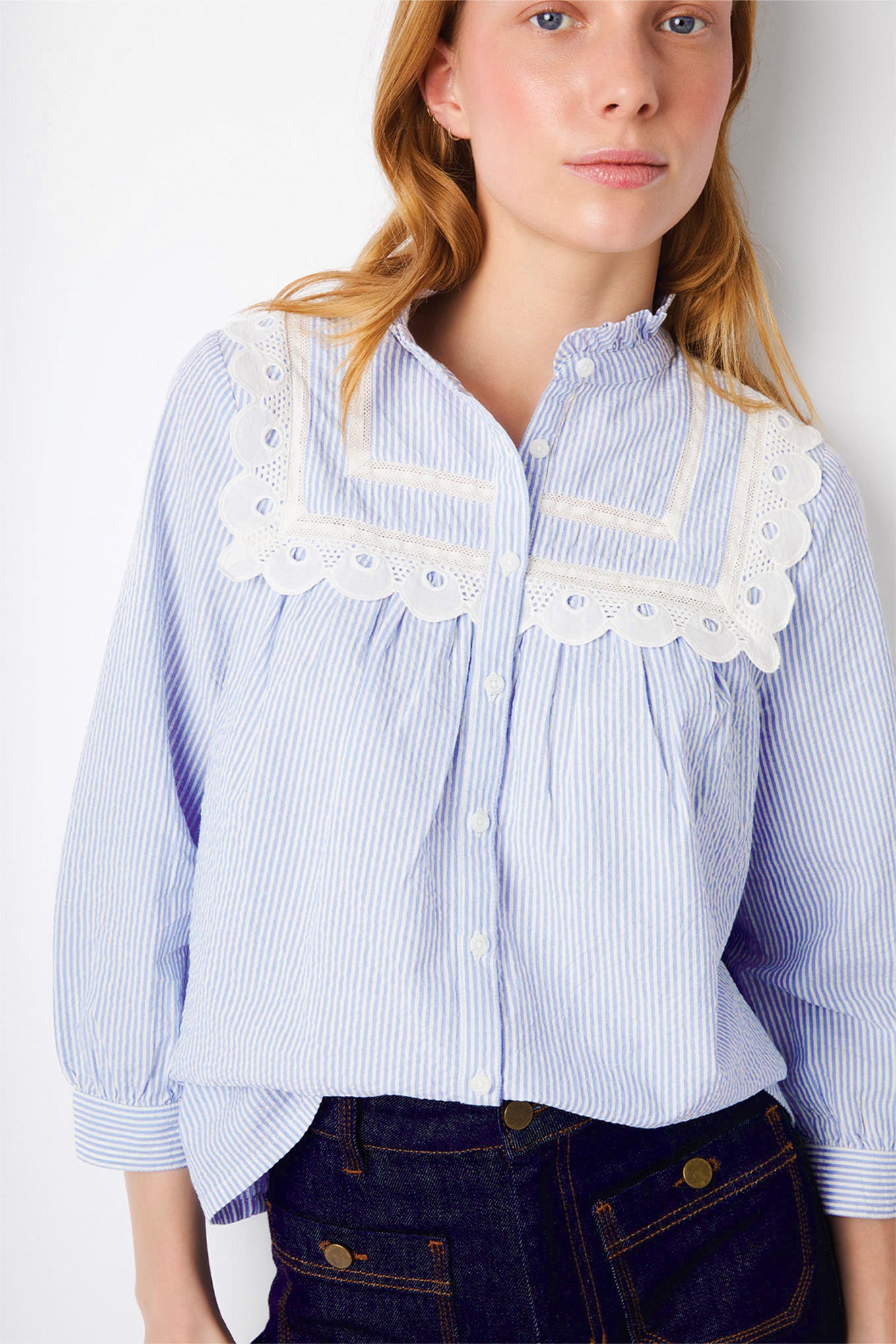 Sydney Stripe Blouse - Blue/White — WYSE London