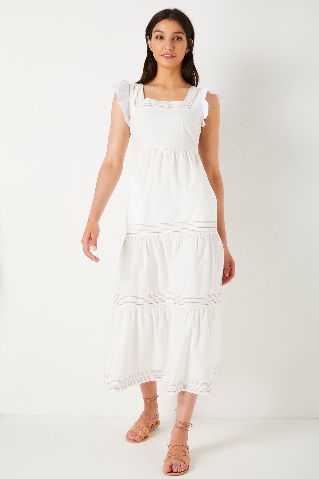 Tess Tiered Cotton Sundress - White