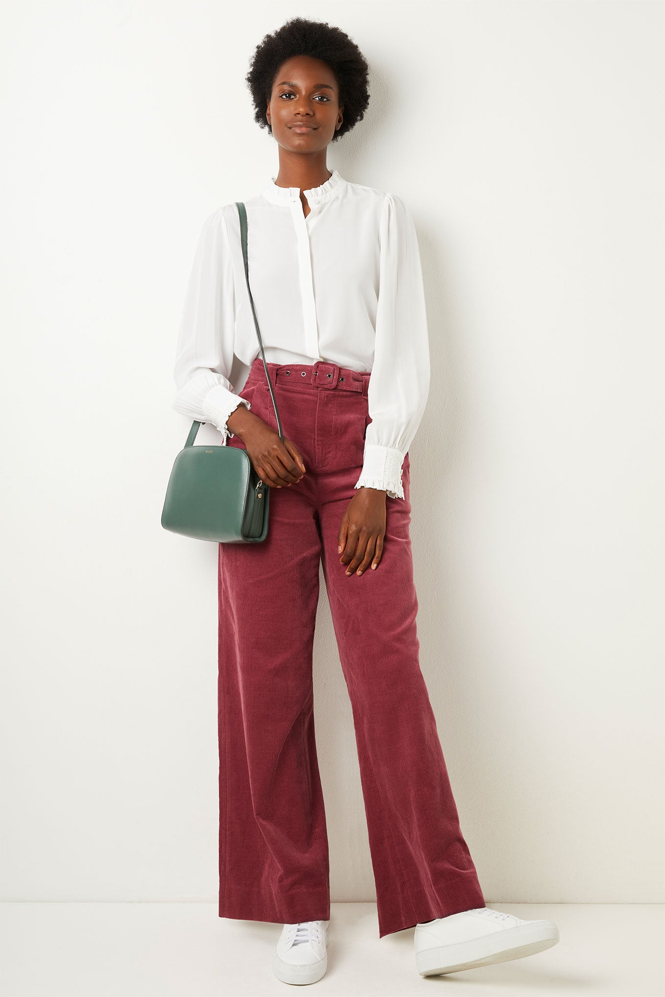 Willow Wide Leg Cord Trouser - Berry - Longer Length