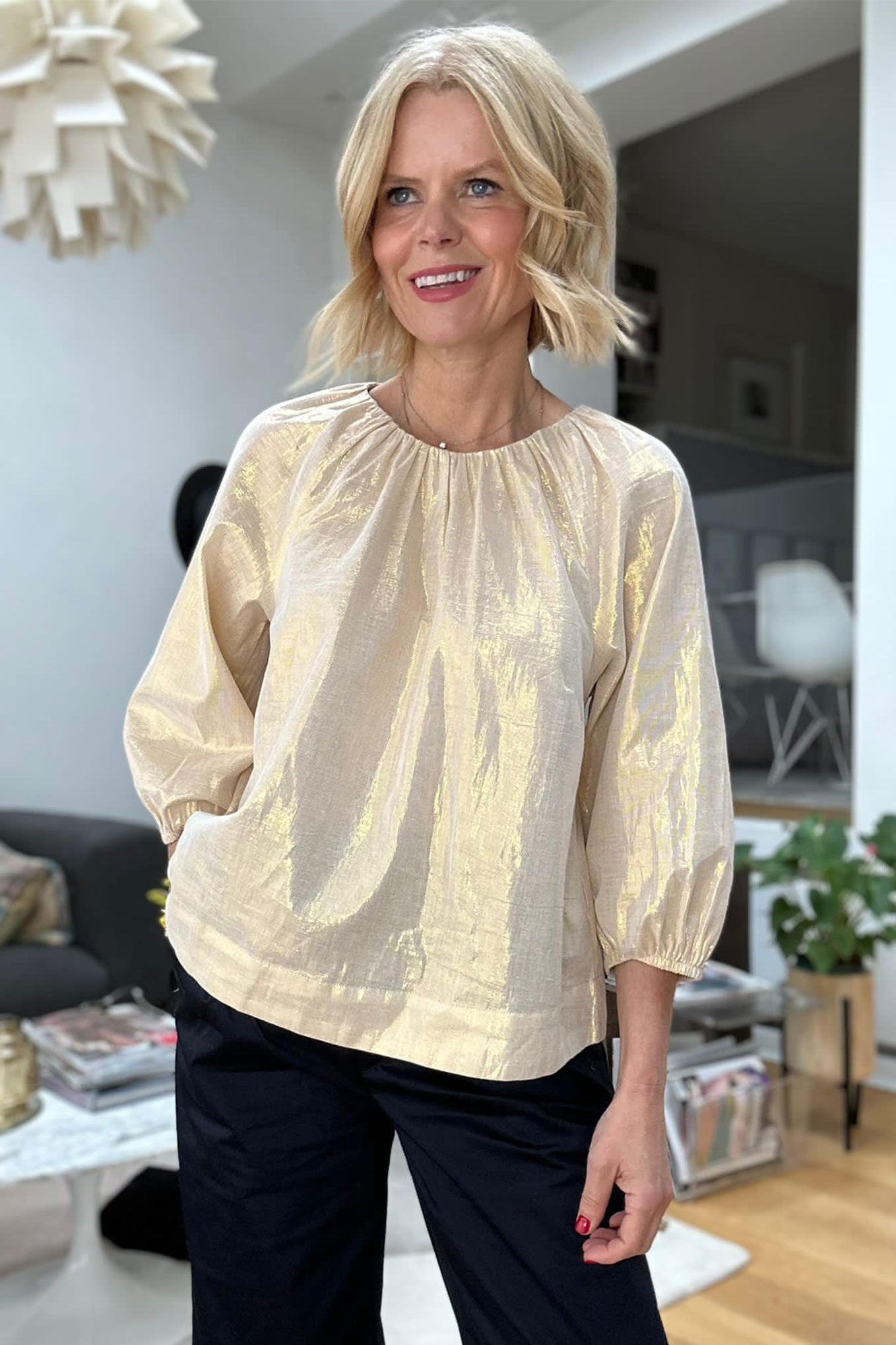 Aurora Shimmer Blouse - Gold