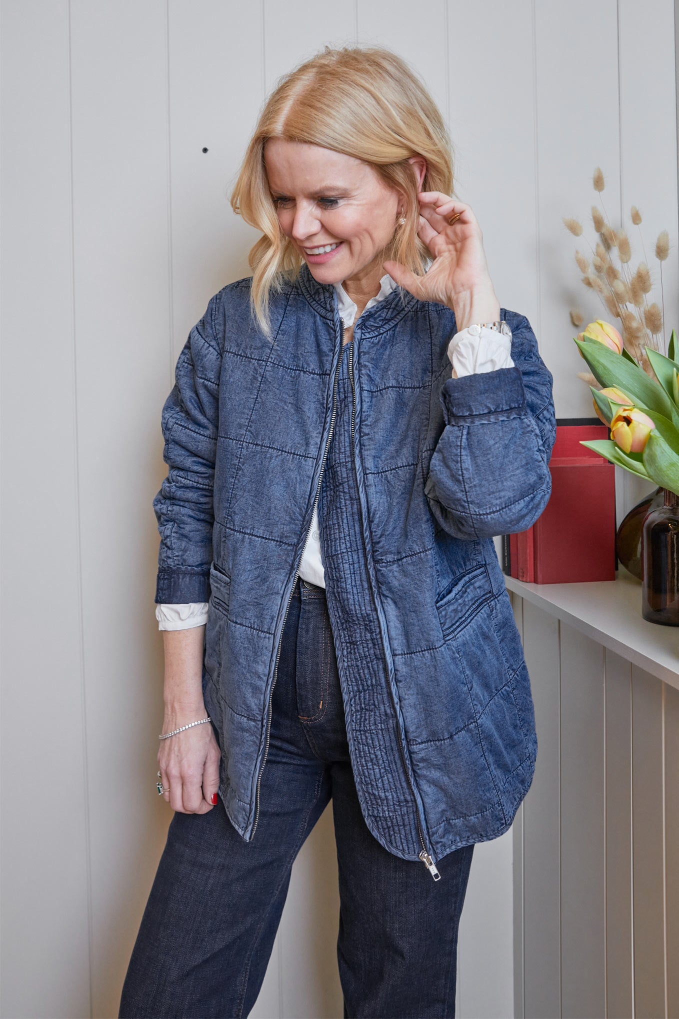 Bobbie Quilted Denim Jacket - Blue