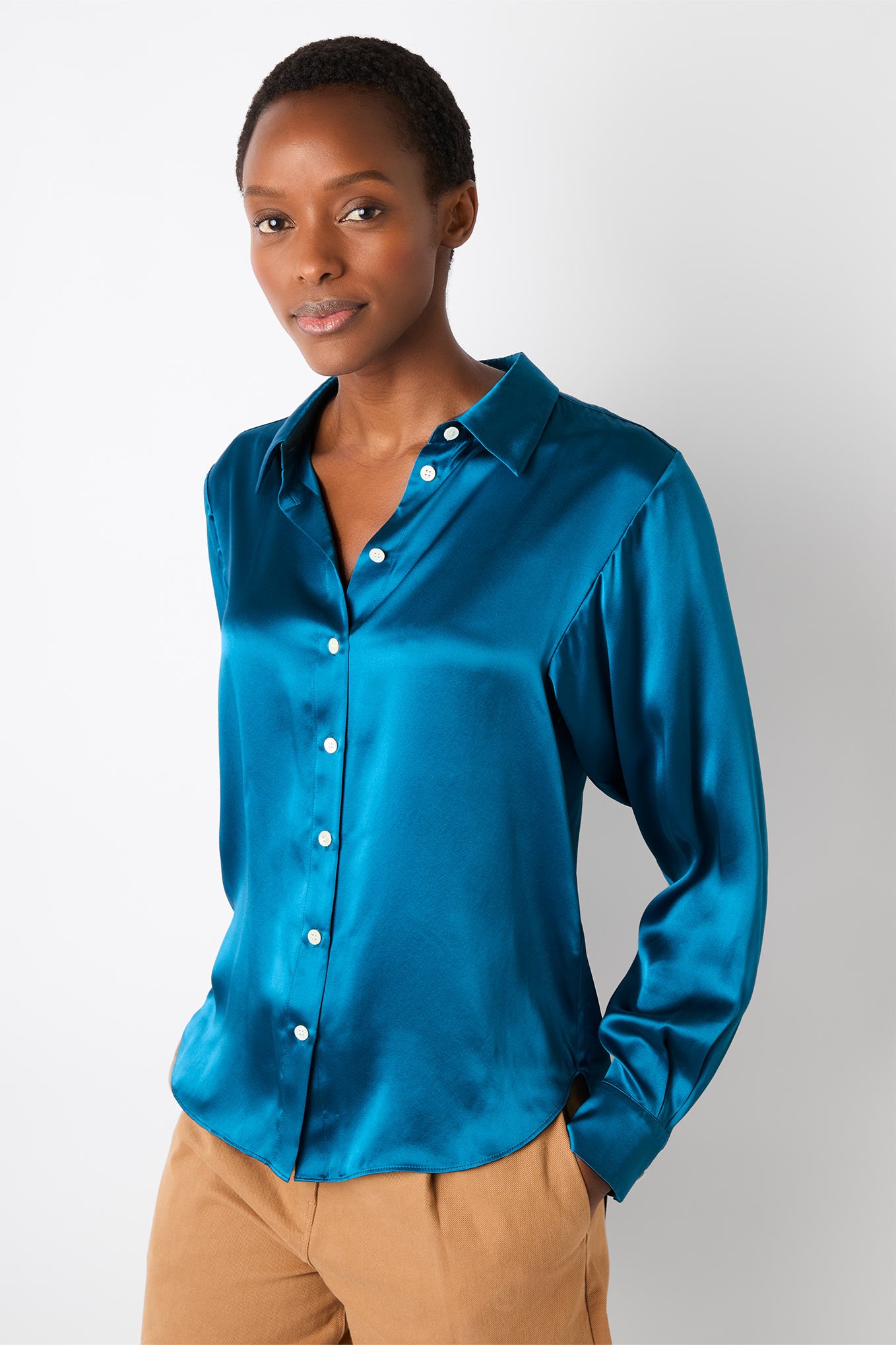 Celeste Silk Shirt - Teal