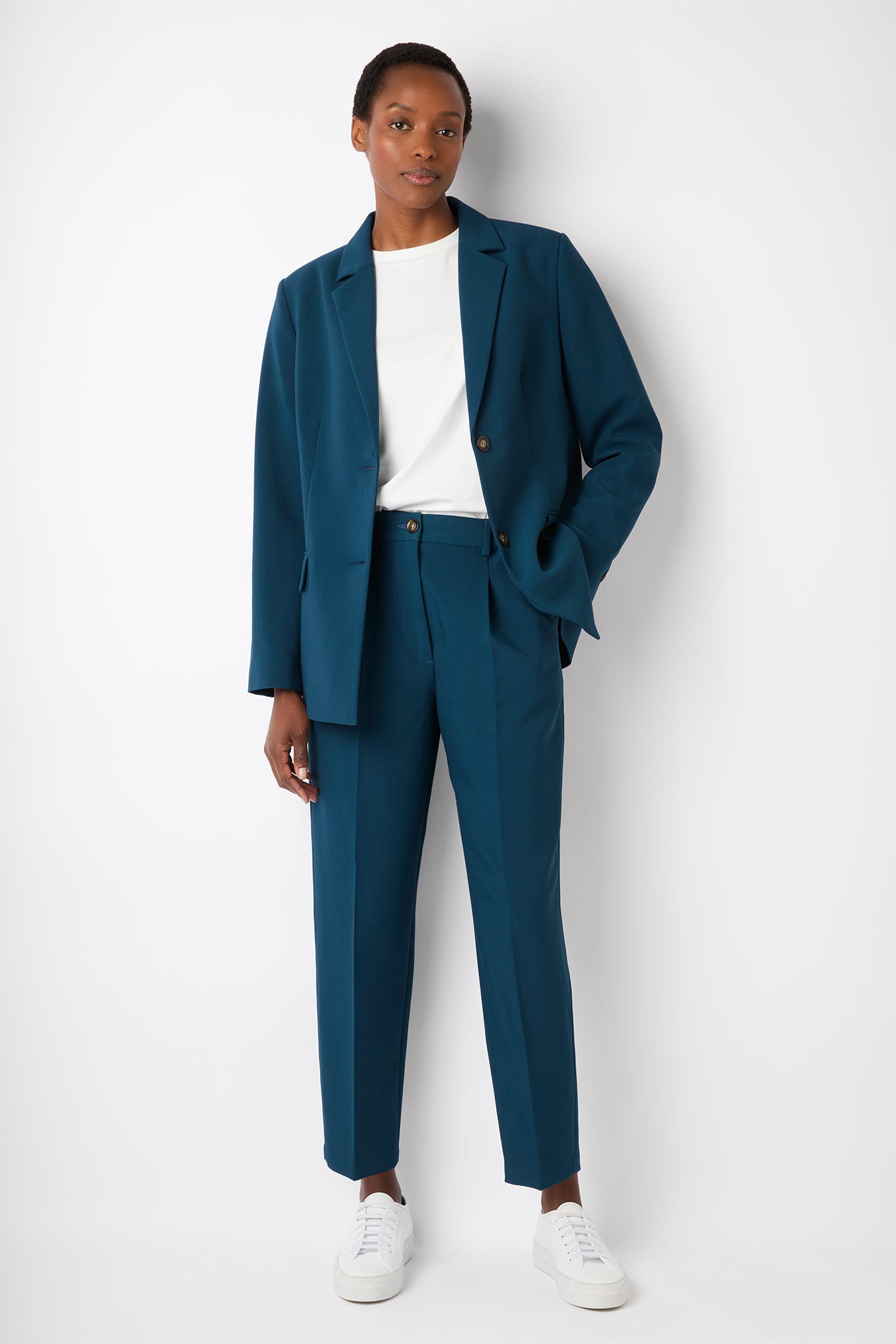 Ellie Straight Tailored Trouser - Teal