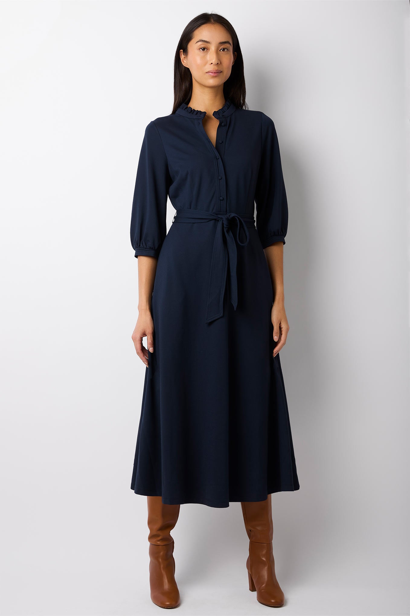 Priscilla Midi Ponte Dress - Navy — WYSE London