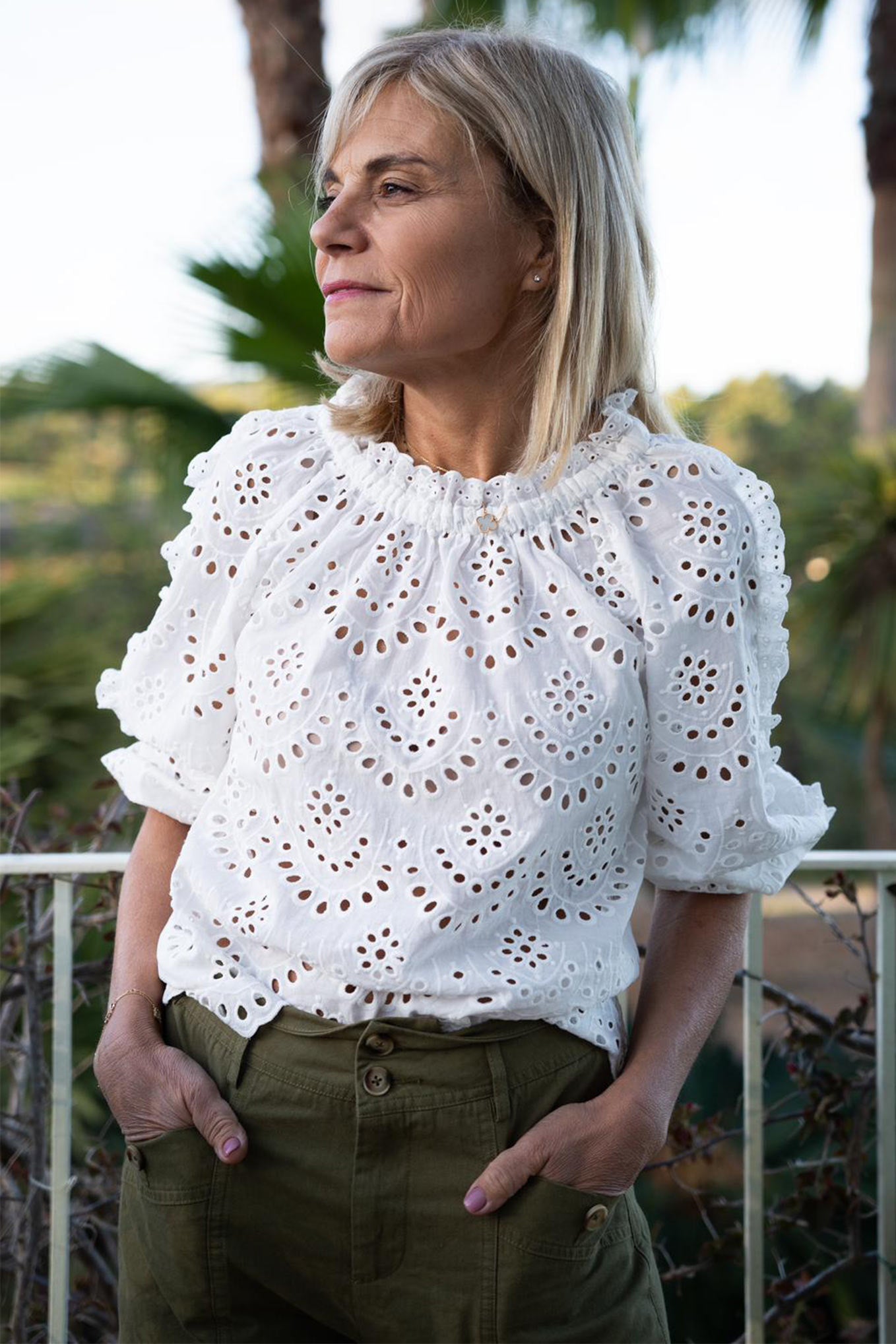 Rae Ruffle Broderie Blouse - White